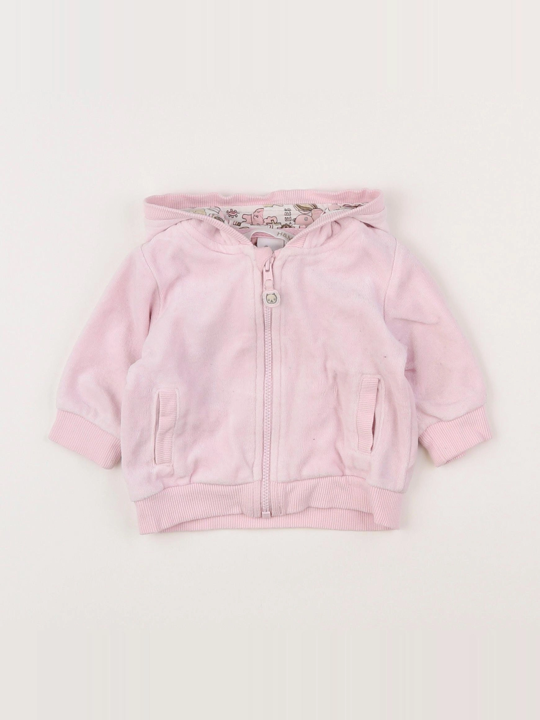 H&M - sweat imprimé au dos rose - 1/3 mois