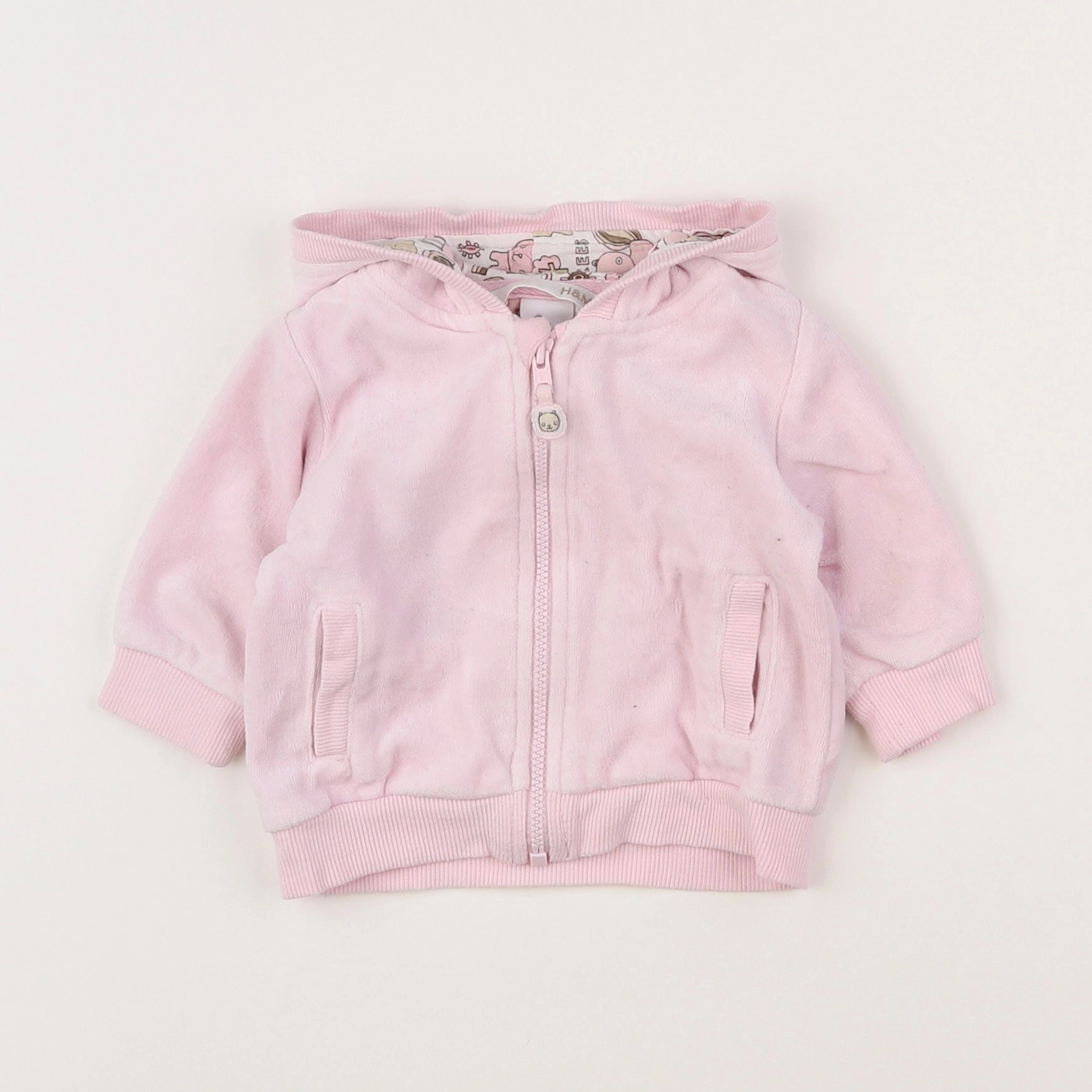 H&M - sweat imprimé au dos rose - 1/3 mois