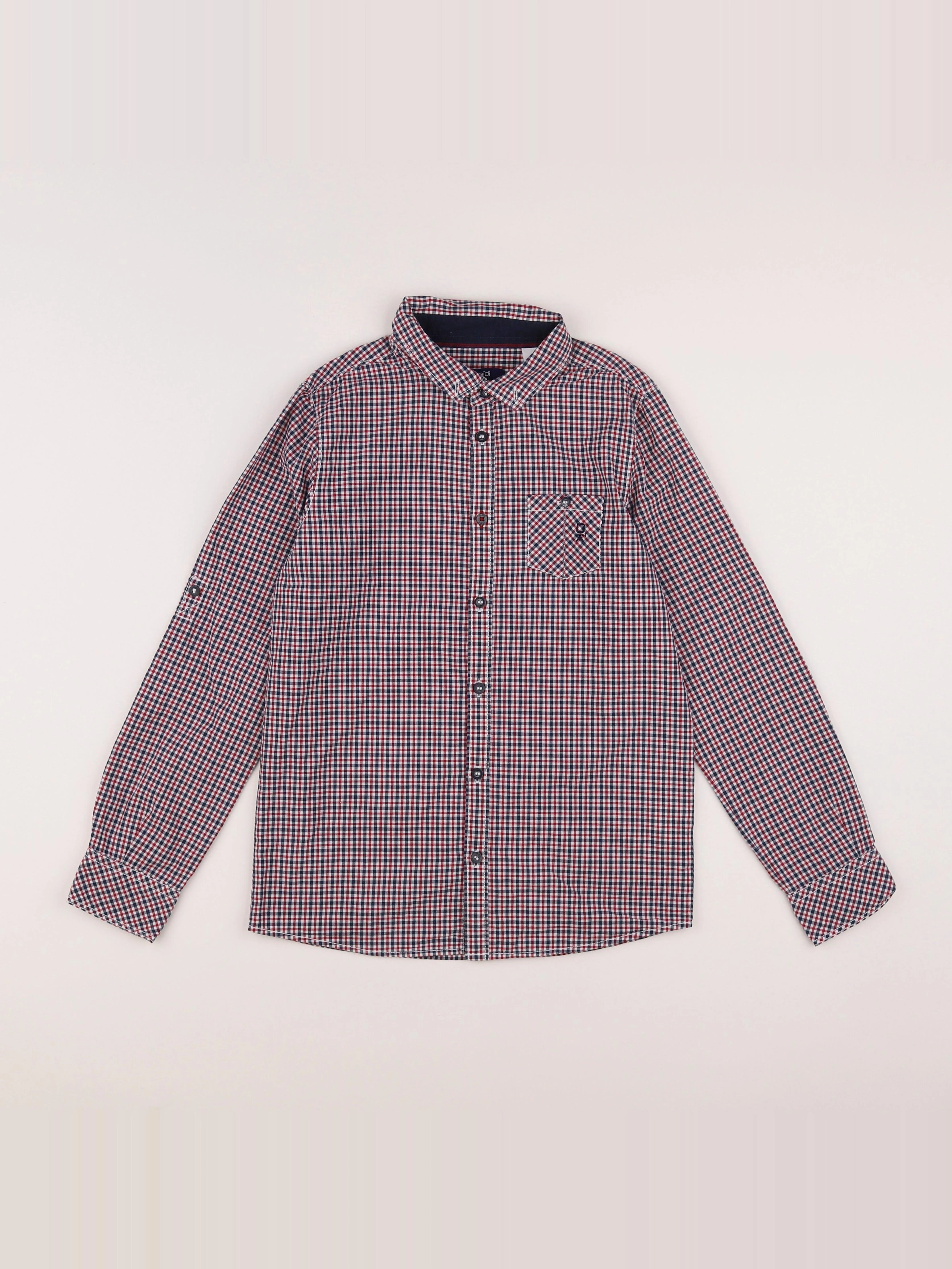 Okaidi - chemise bleu, rouge - 10 ans