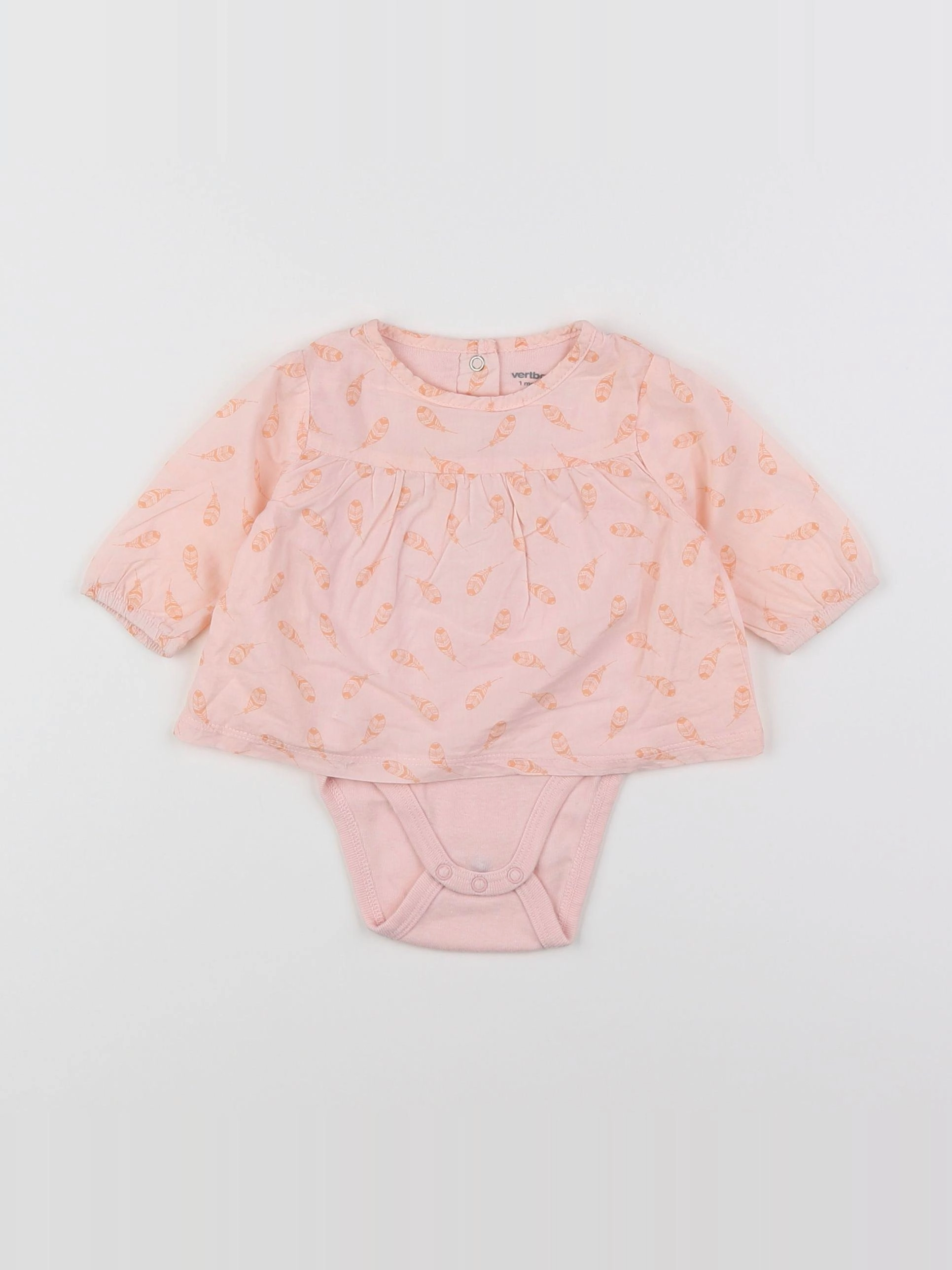 Vertbaudet - body blouse rose - 1 mois