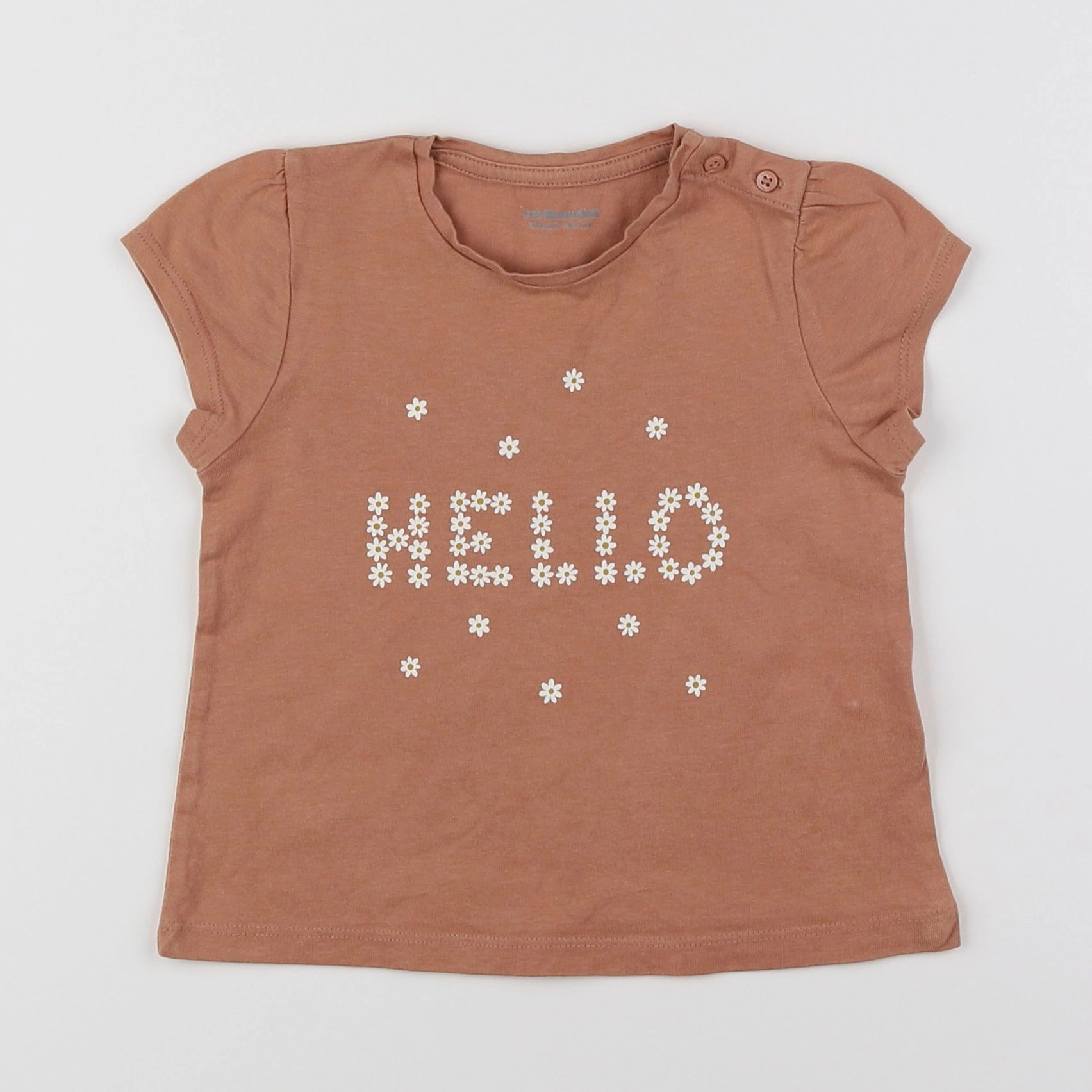 Vertbaudet - tee-shirt marron, blanc - 18 mois