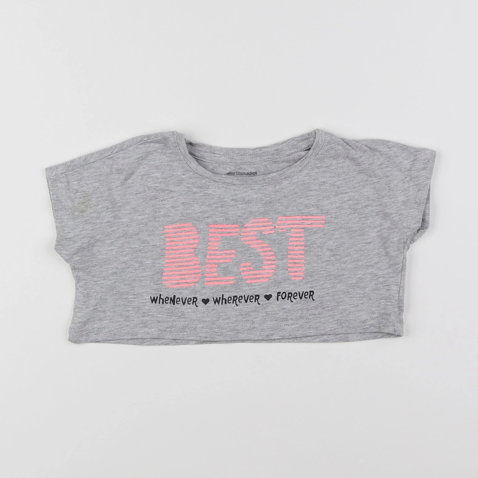 Vertbaudet - tee-shirt gris, rose - 2 ans