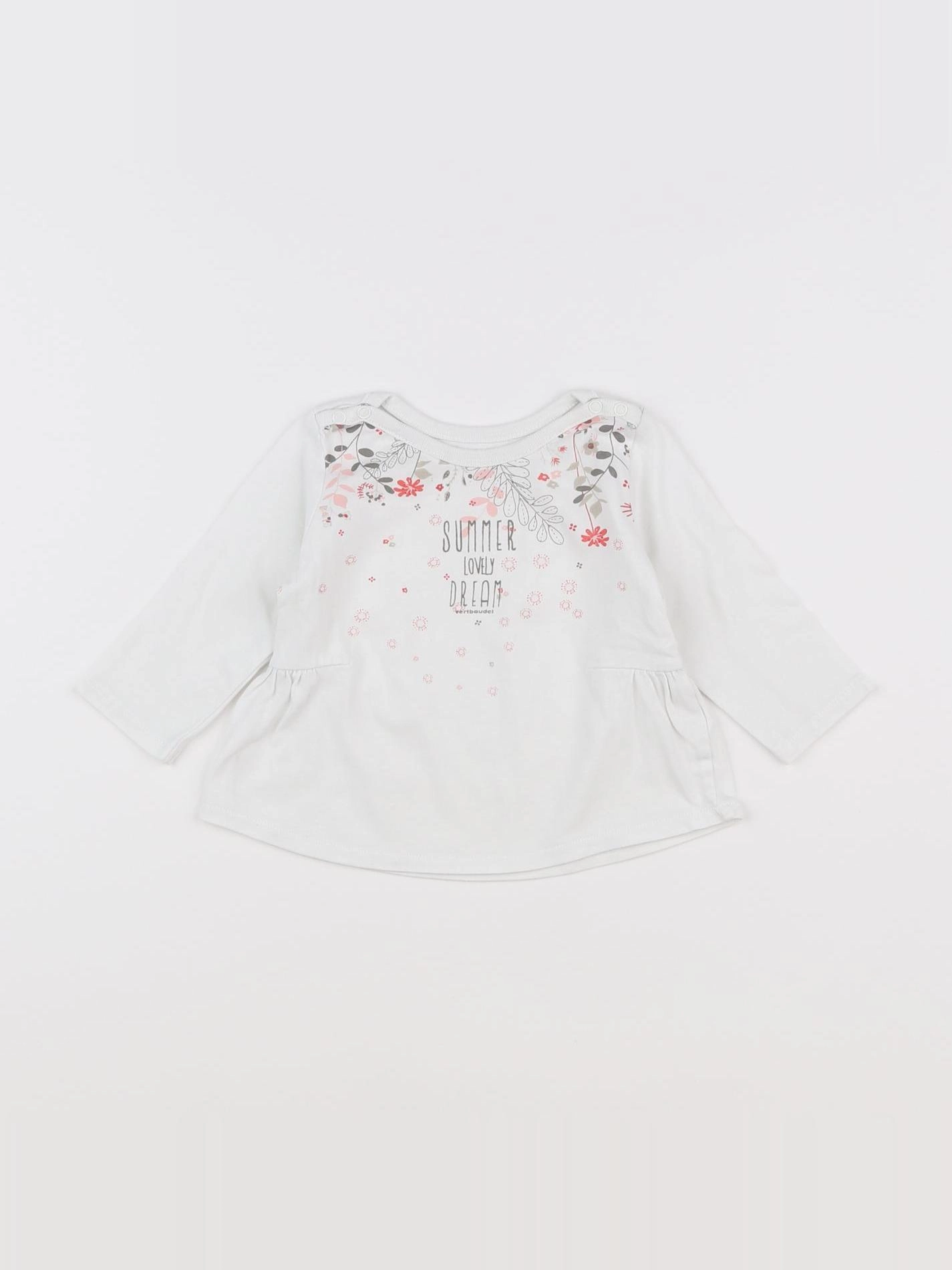 Vertbaudet - tee-shirt blanc - 3 mois