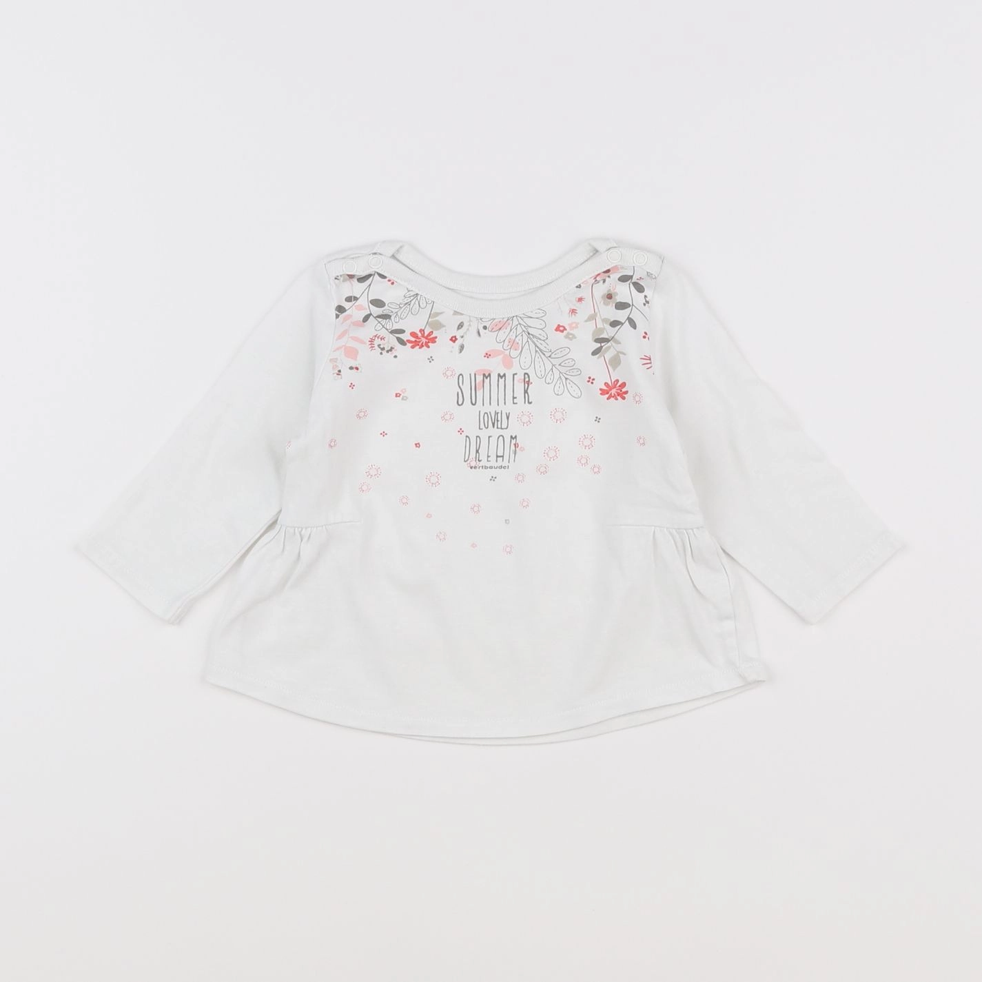 Vertbaudet - tee-shirt blanc - 3 mois