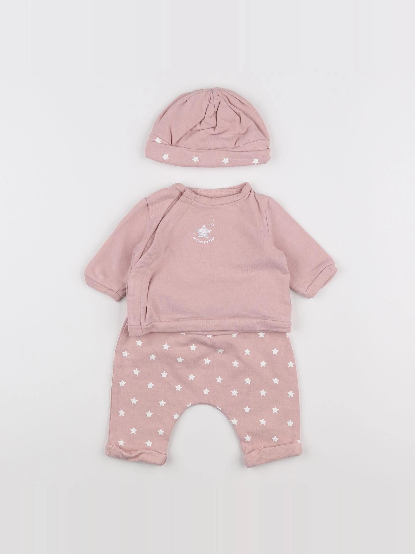 Vertbaudet - ensemble rose - 1 mois