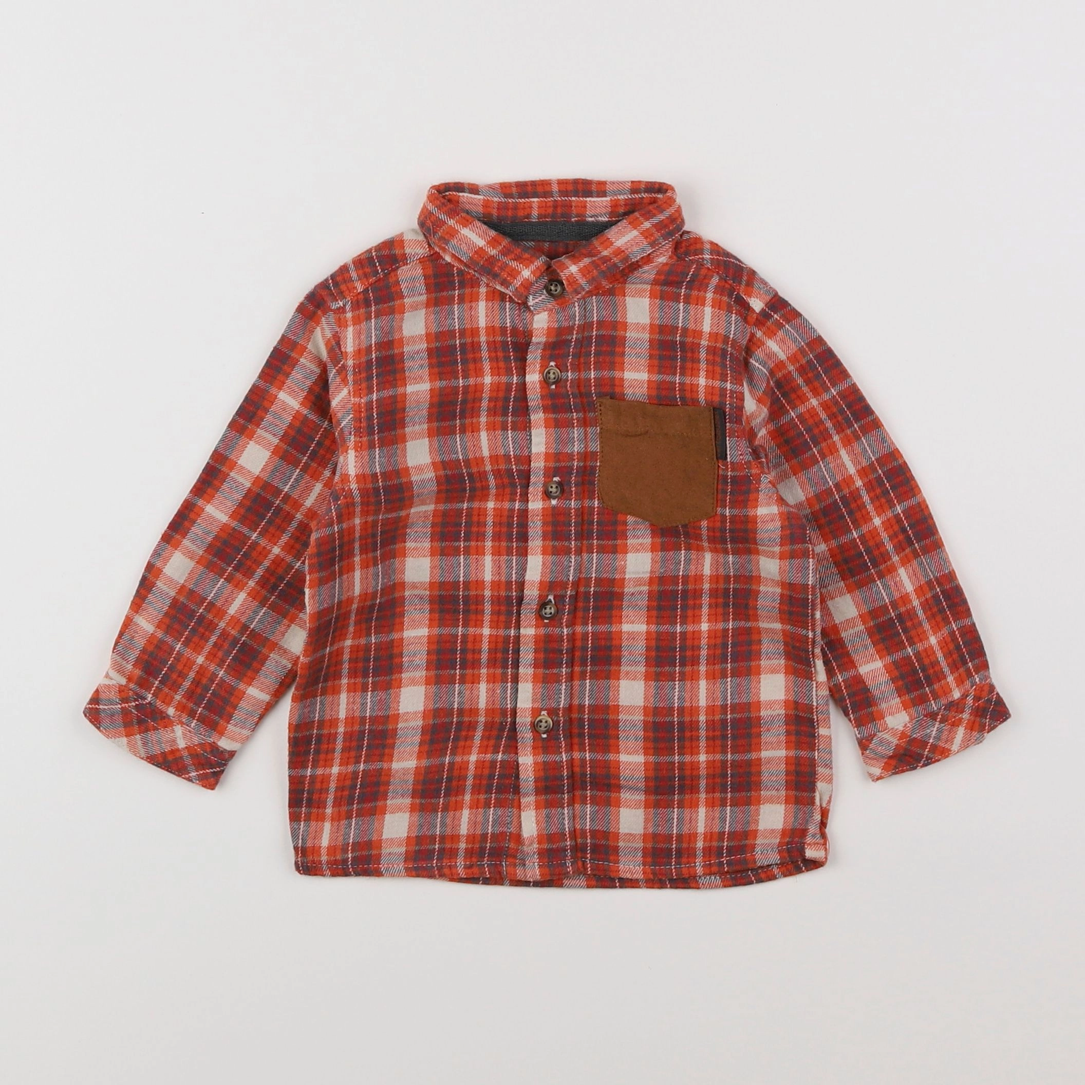 Vertbaudet - chemise rouge - 9 mois