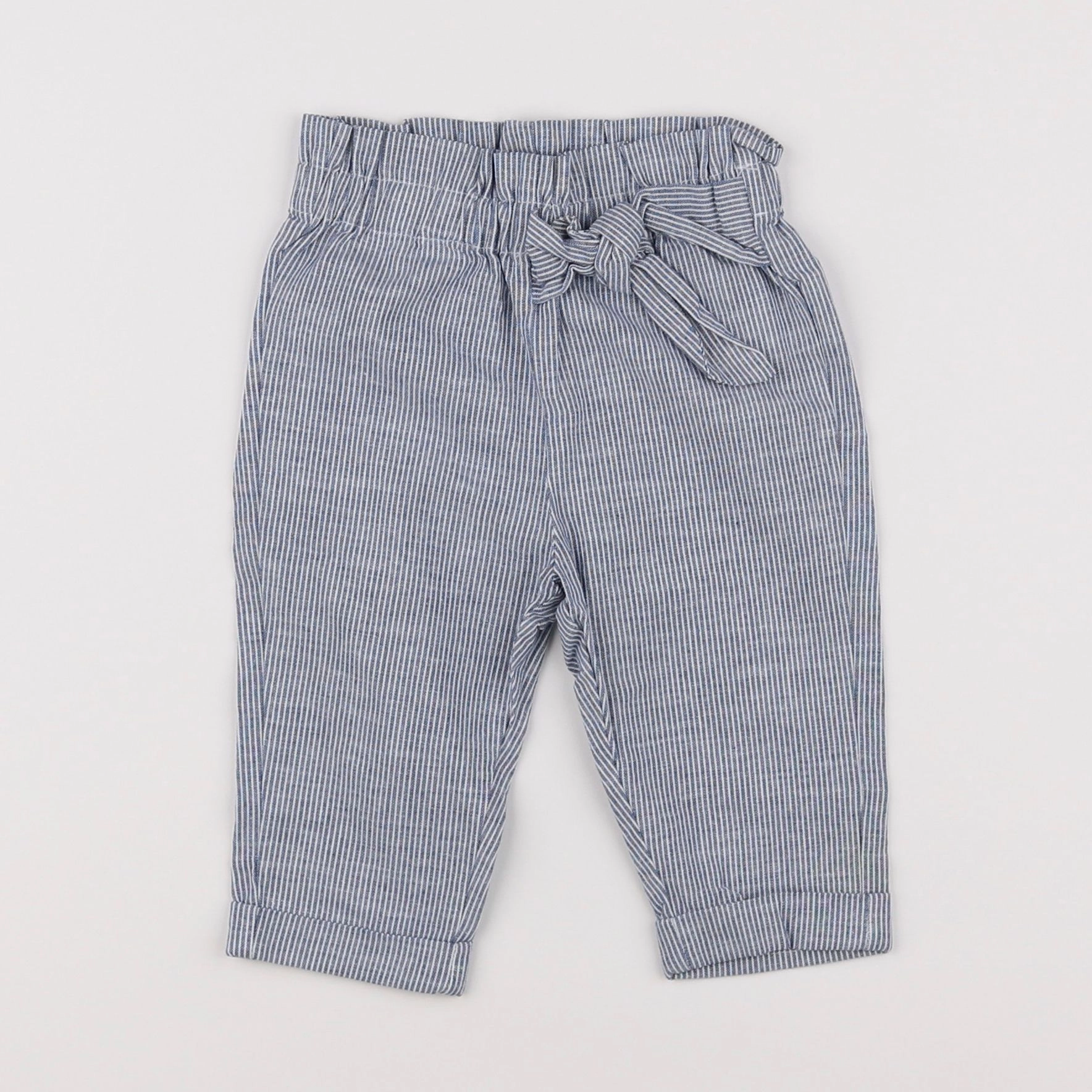 Vertbaudet - pantalon blanc, bleu - 6 mois