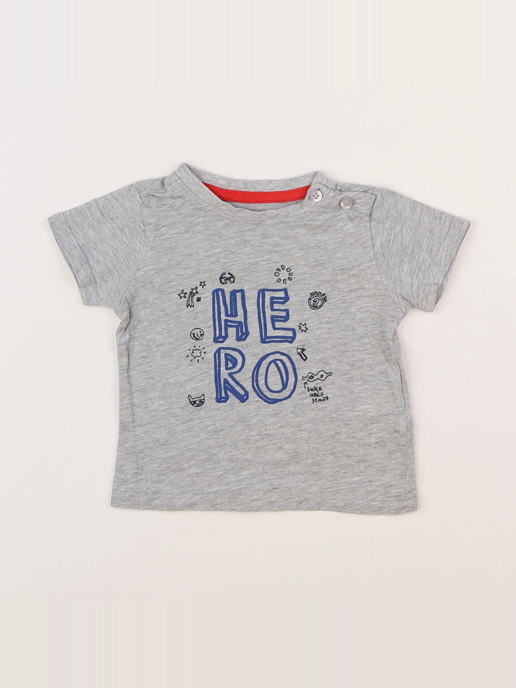 Vertbaudet - tee-shirt gris - 6 mois