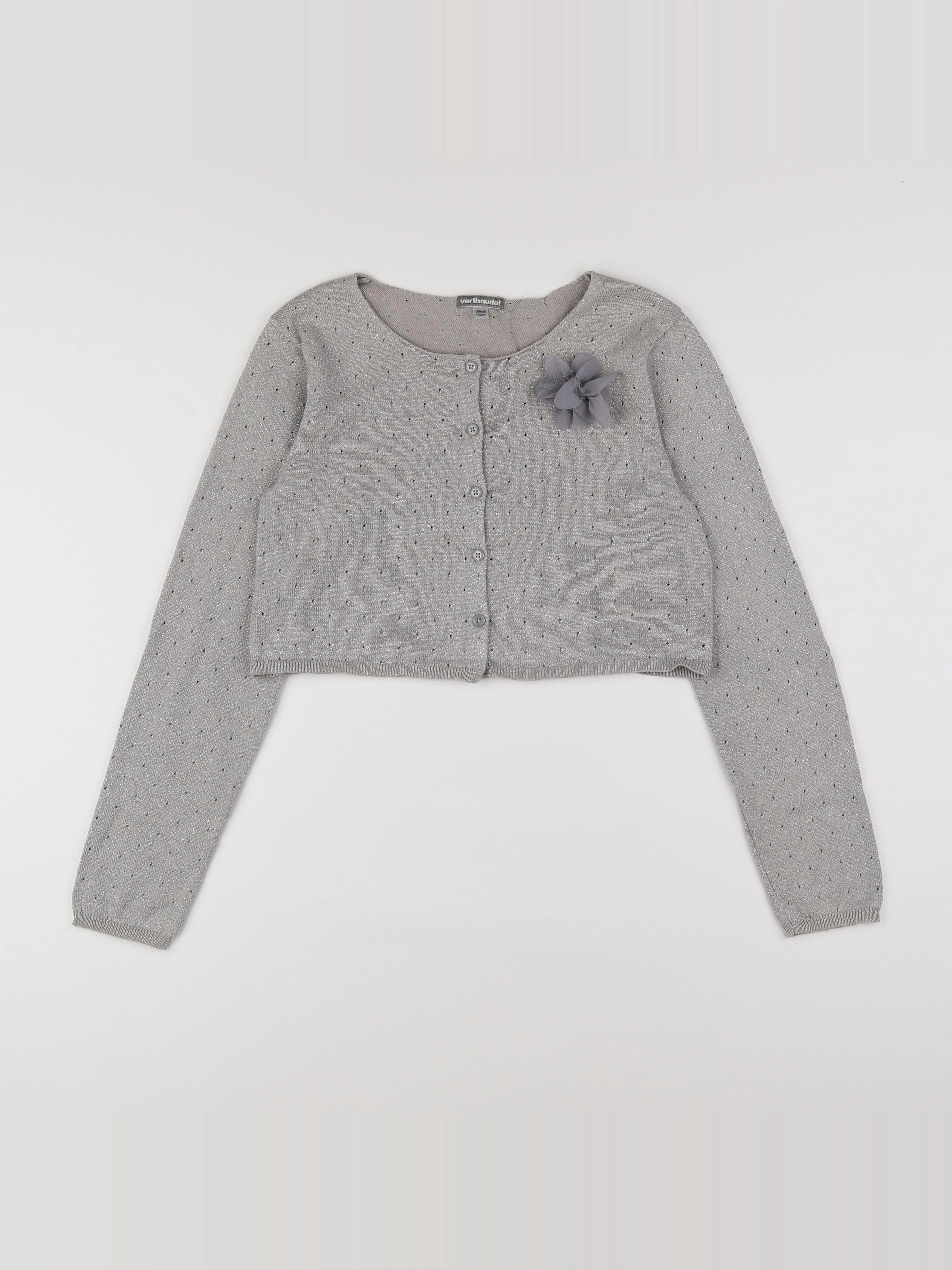 Vertbaudet - gilet gris, argent - 12 ans