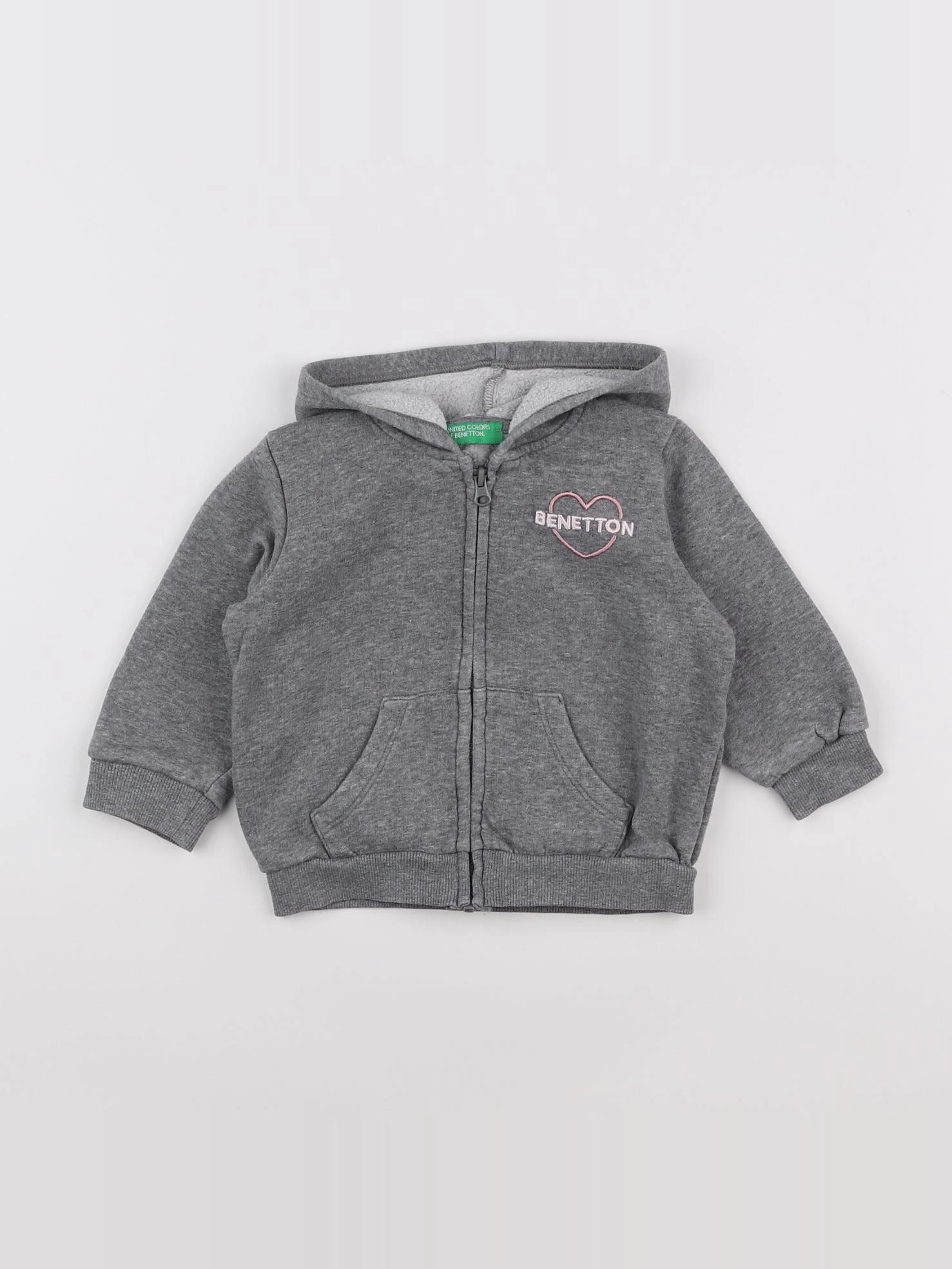 Benetton - sweat gris - 9/12 mois