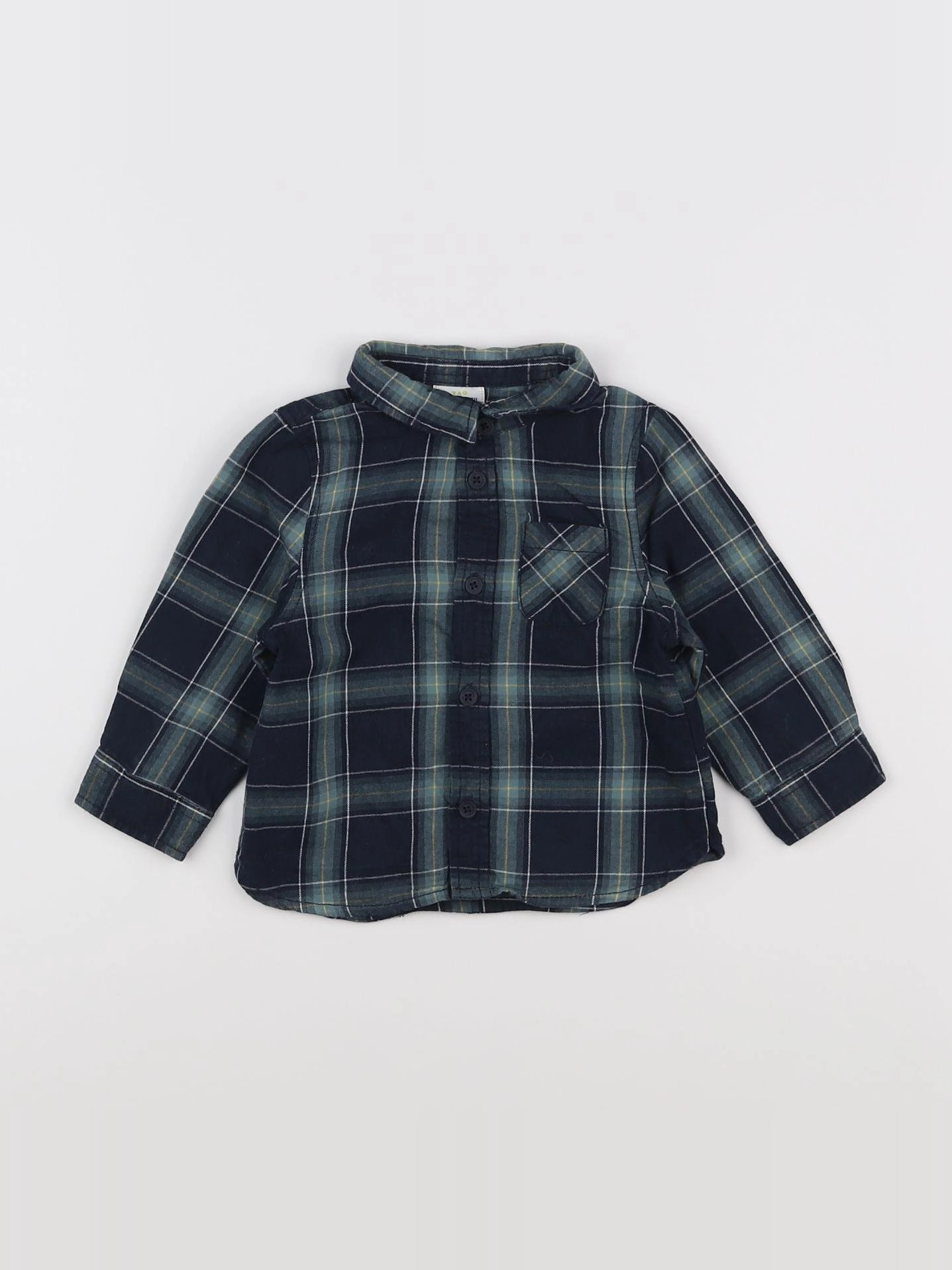 Tape à l'oeil - chemise bleu, vert - 12 mois