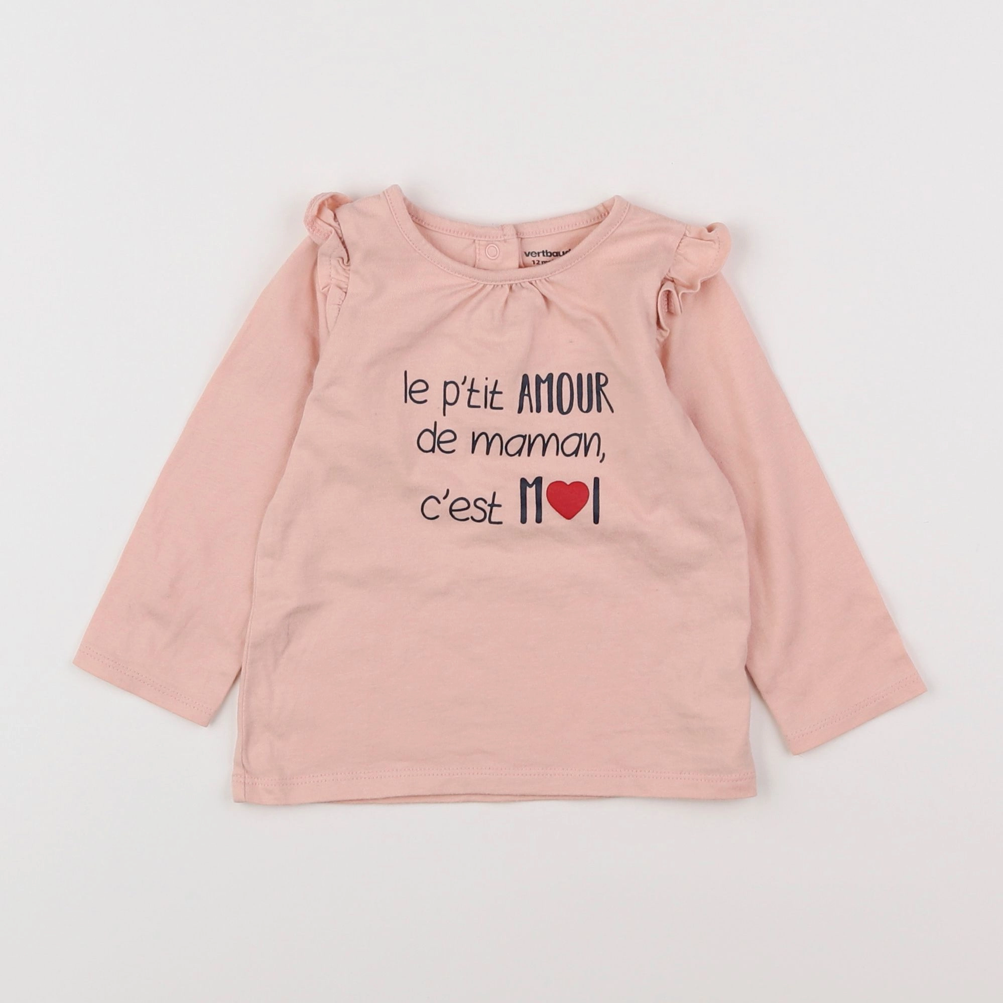 Vertbaudet - tee-shirt rose - 12 mois