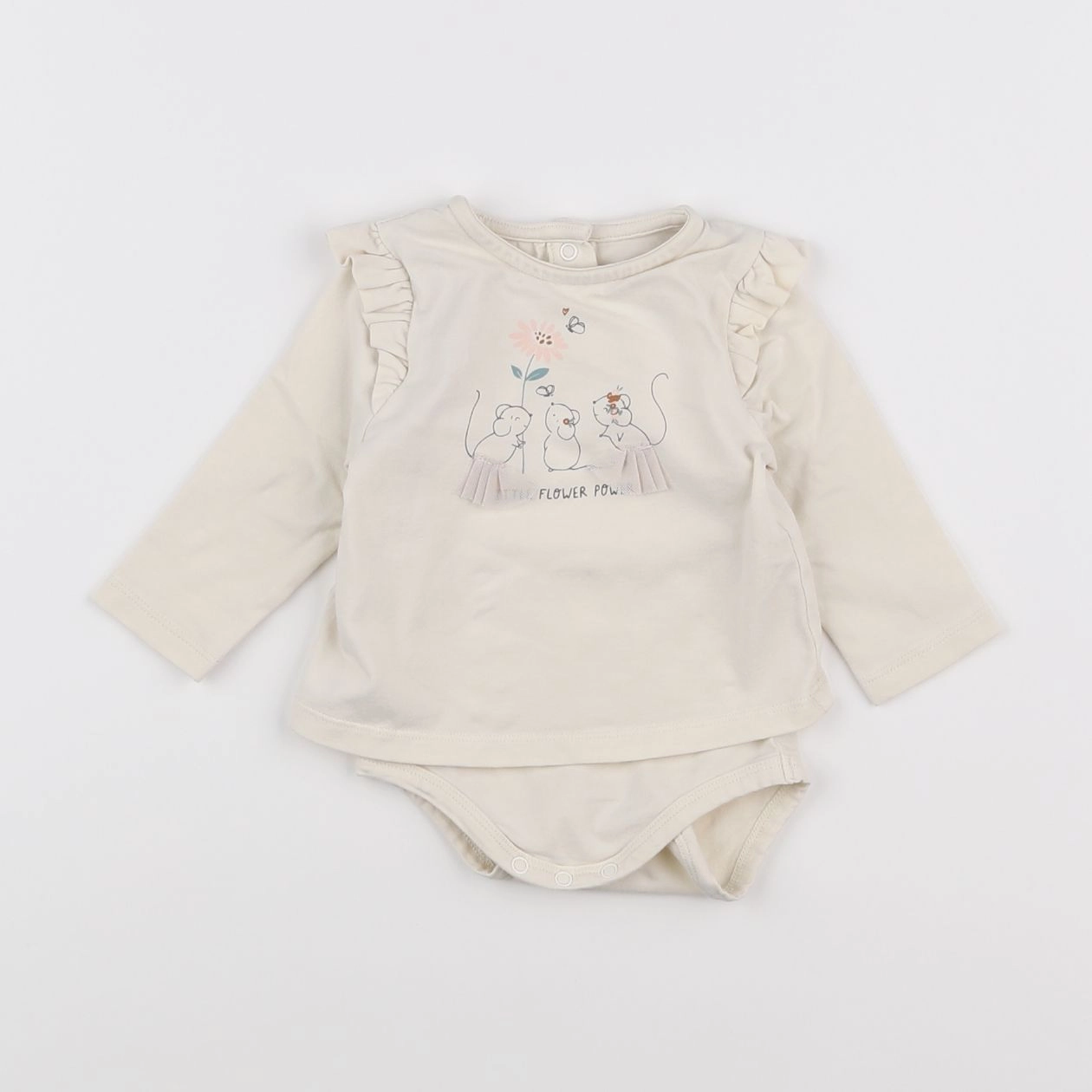 Vertbaudet - body tee-shirt beige - 3 mois