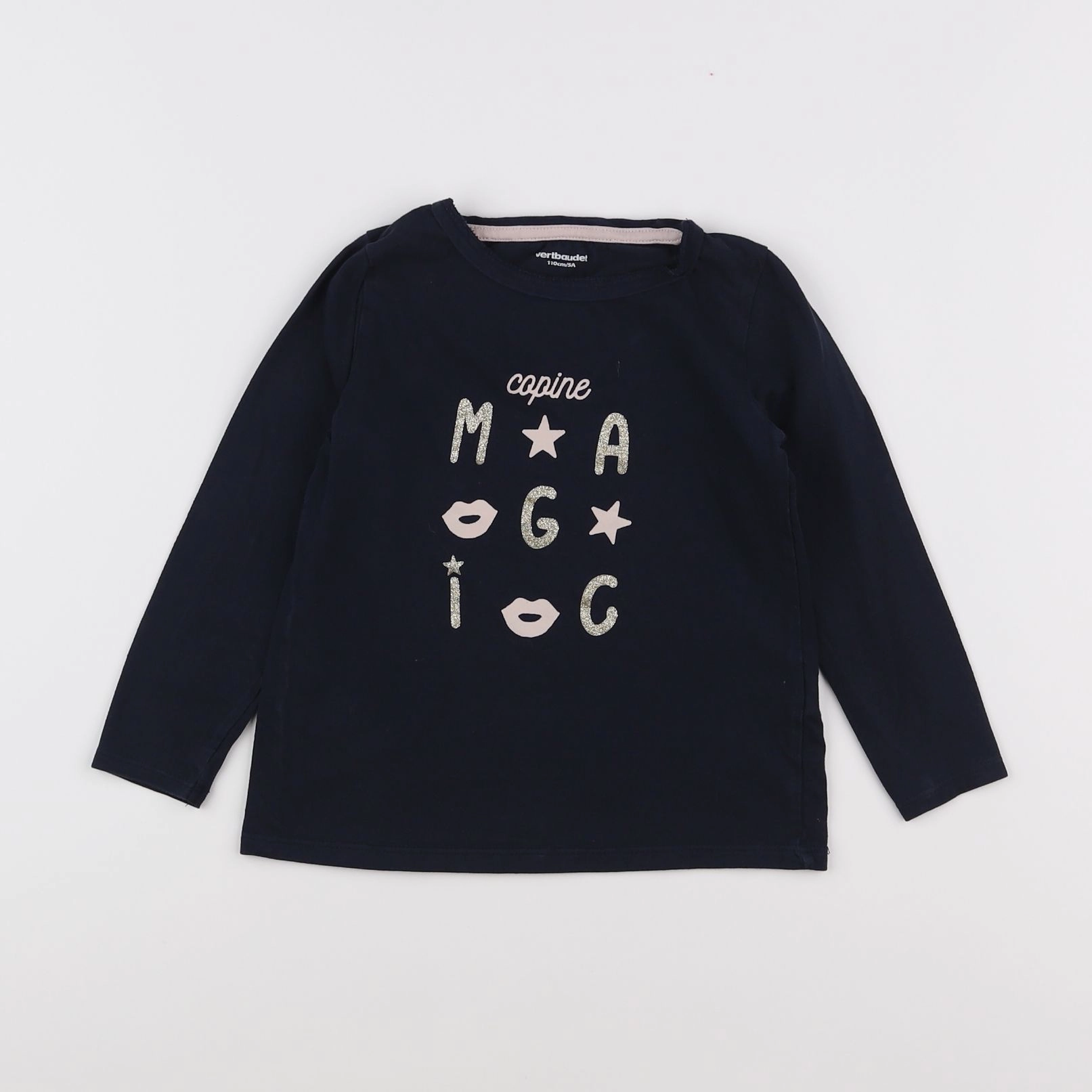 Vertbaudet - tee-shirt blanc, bleu - 5 ans