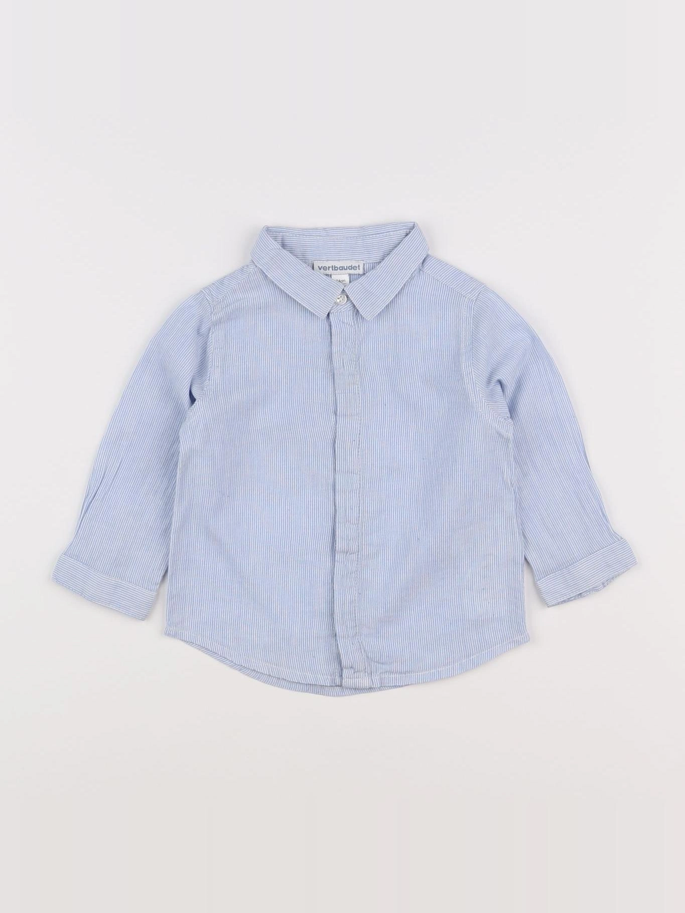 Vertbaudet - chemise bleu, blanc - 12 mois