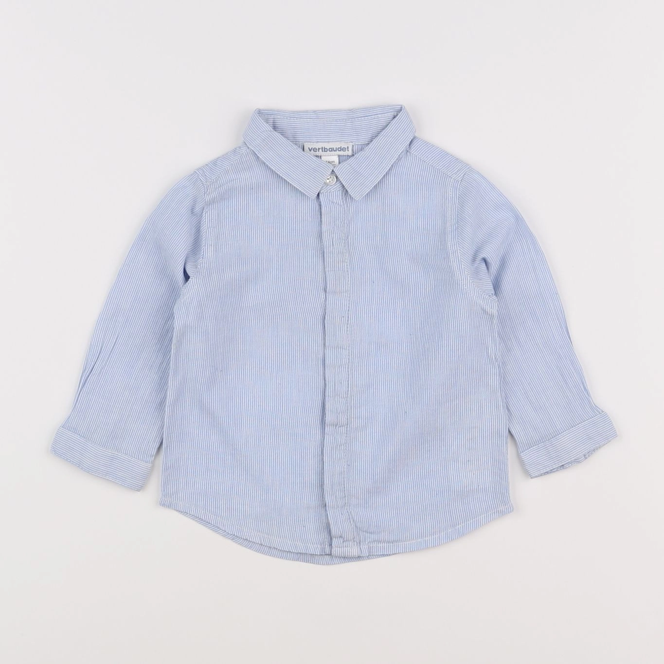 Vertbaudet - chemise bleu, blanc - 12 mois