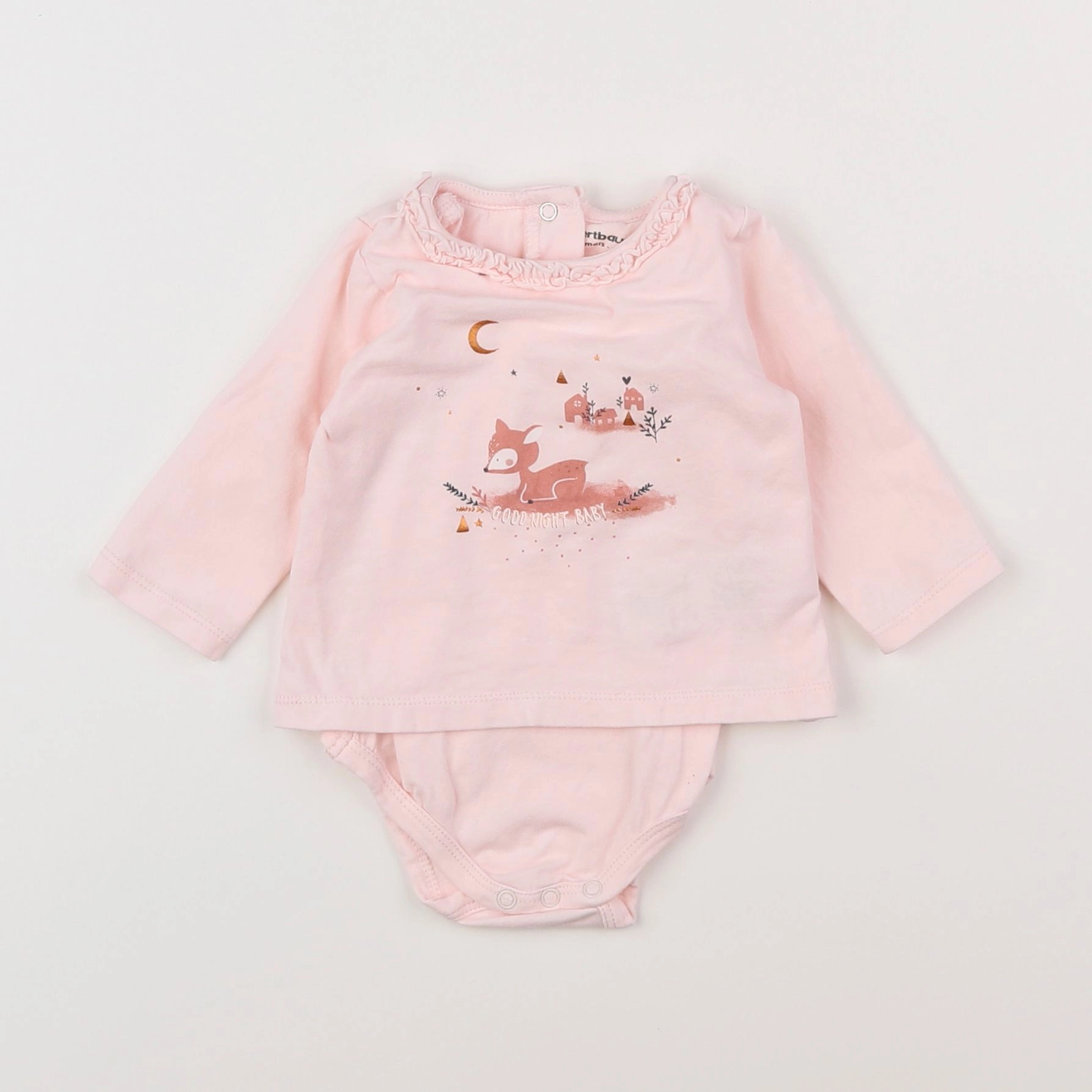 Vertbaudet - body tee-shirt rose - 3 mois