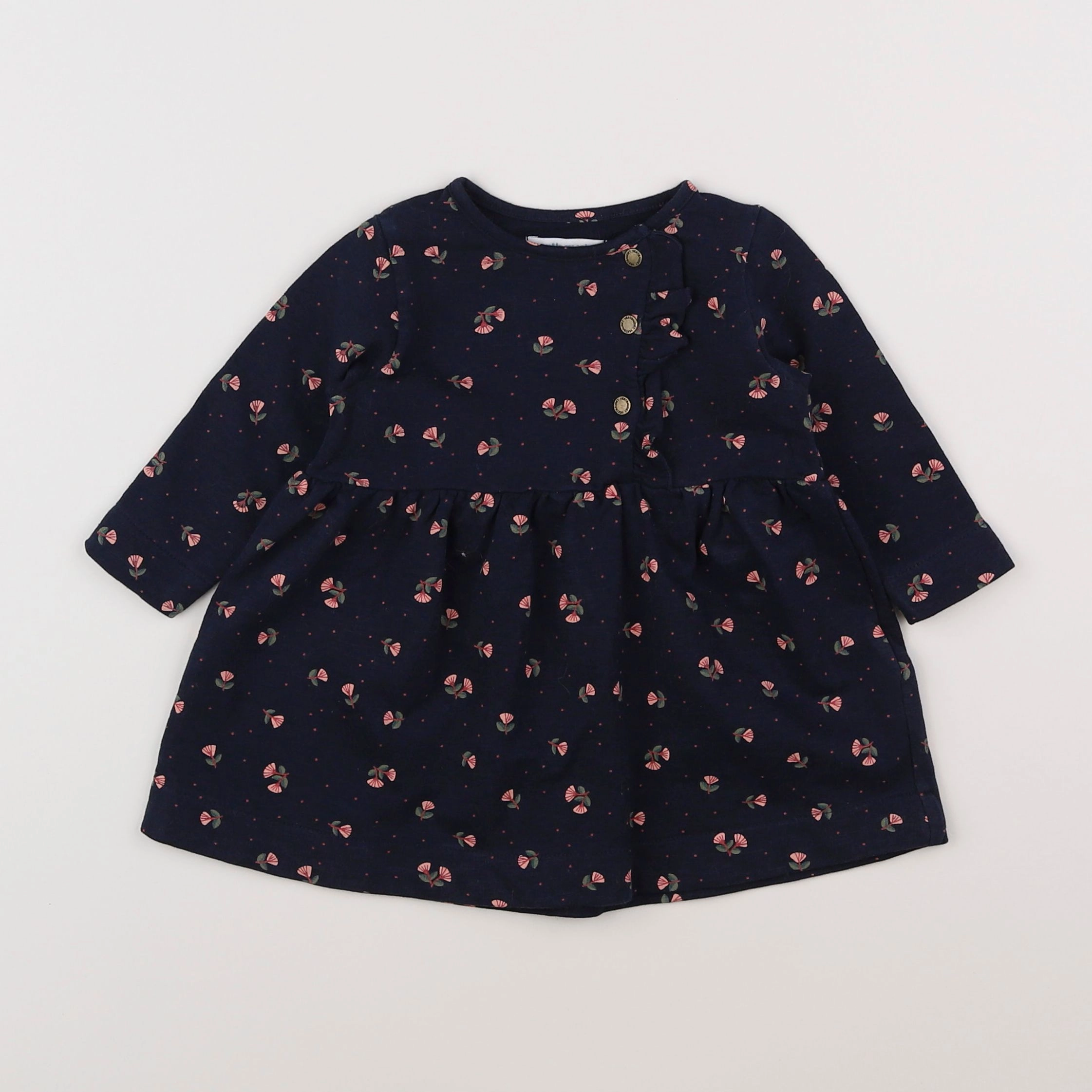 Vertbaudet - robe bleu, multicolore - 6 mois