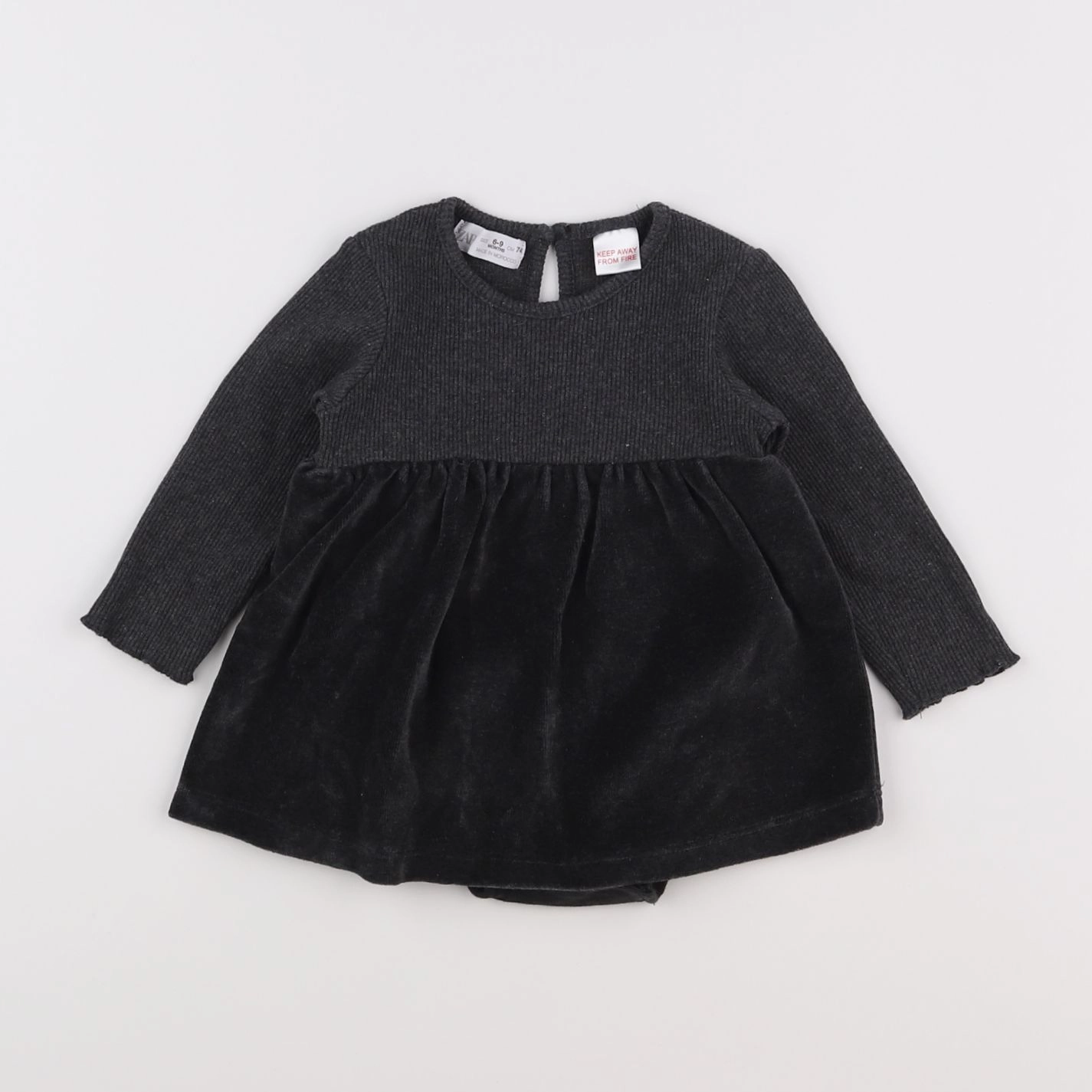 Zara - robe gris - 6/9 mois