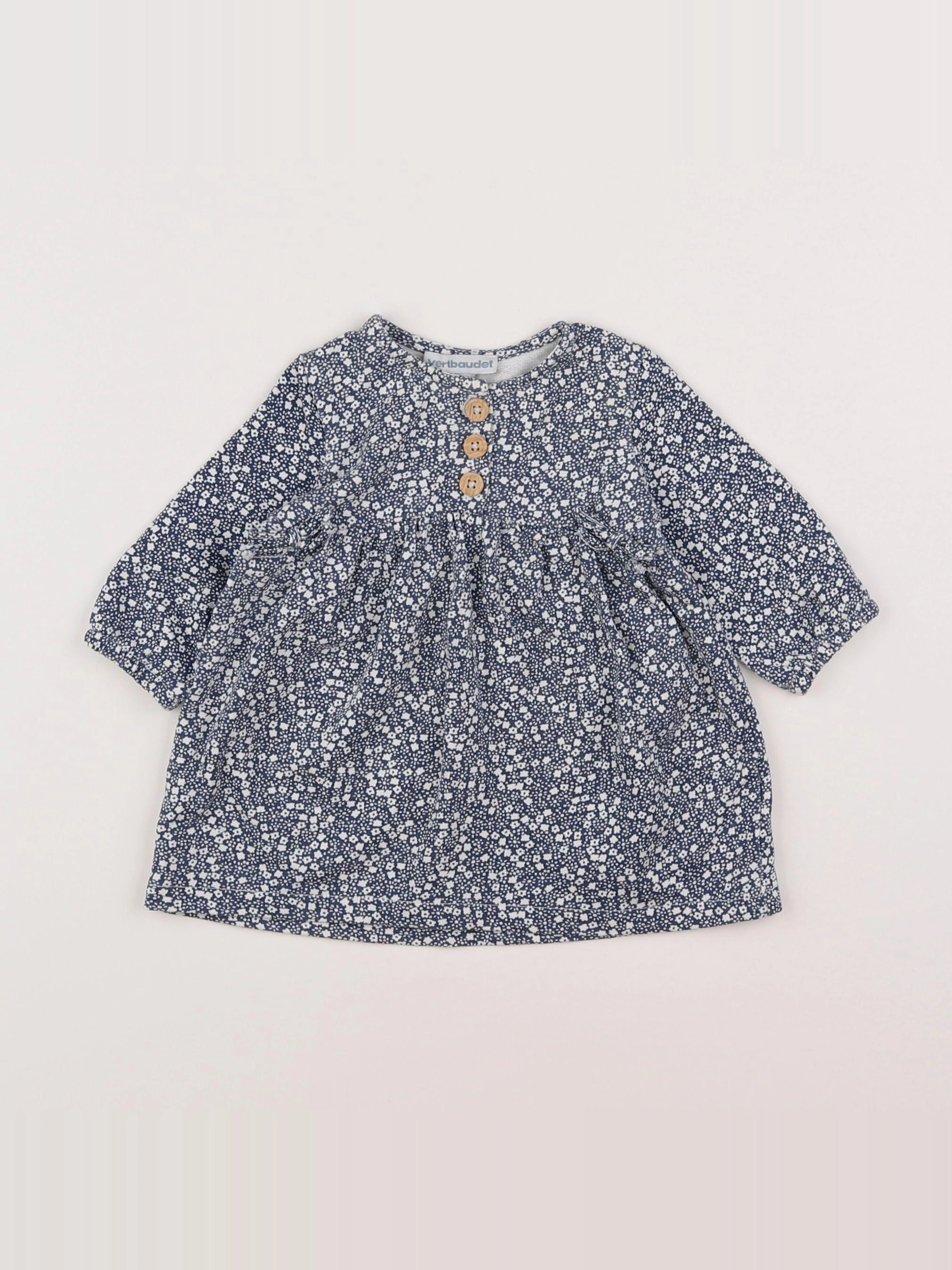 Vertbaudet - robe bleu, blanc - 3 mois