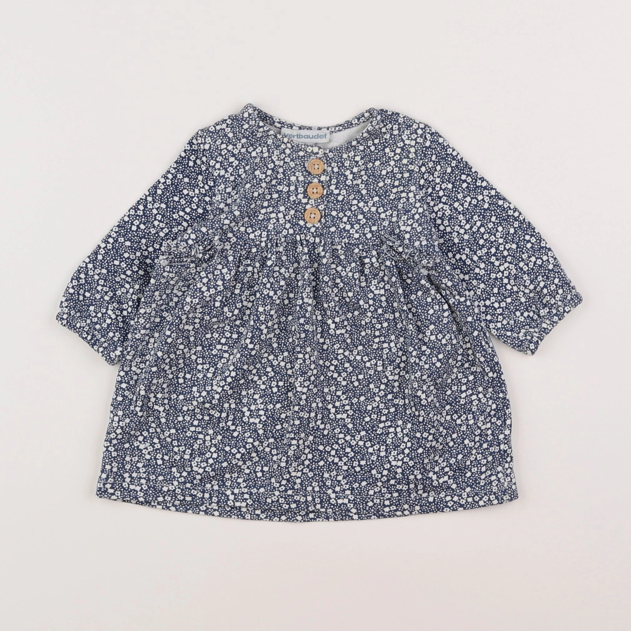 Vertbaudet - robe bleu, blanc - 3 mois