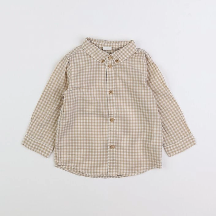 H&M - chemise blanc, marron - 9/12 mois