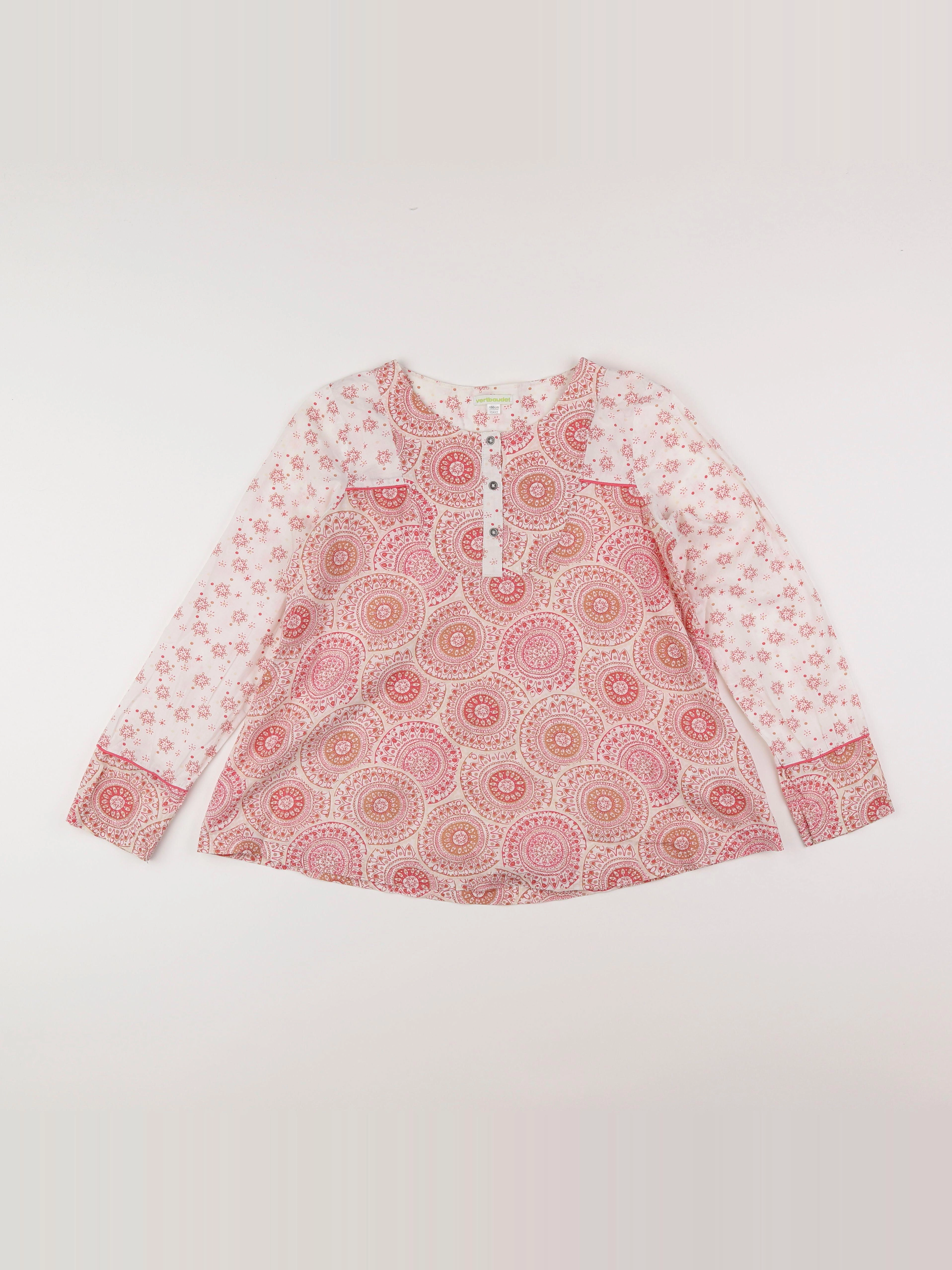 Vertbaudet - blouse blanc, rose - 12 ans