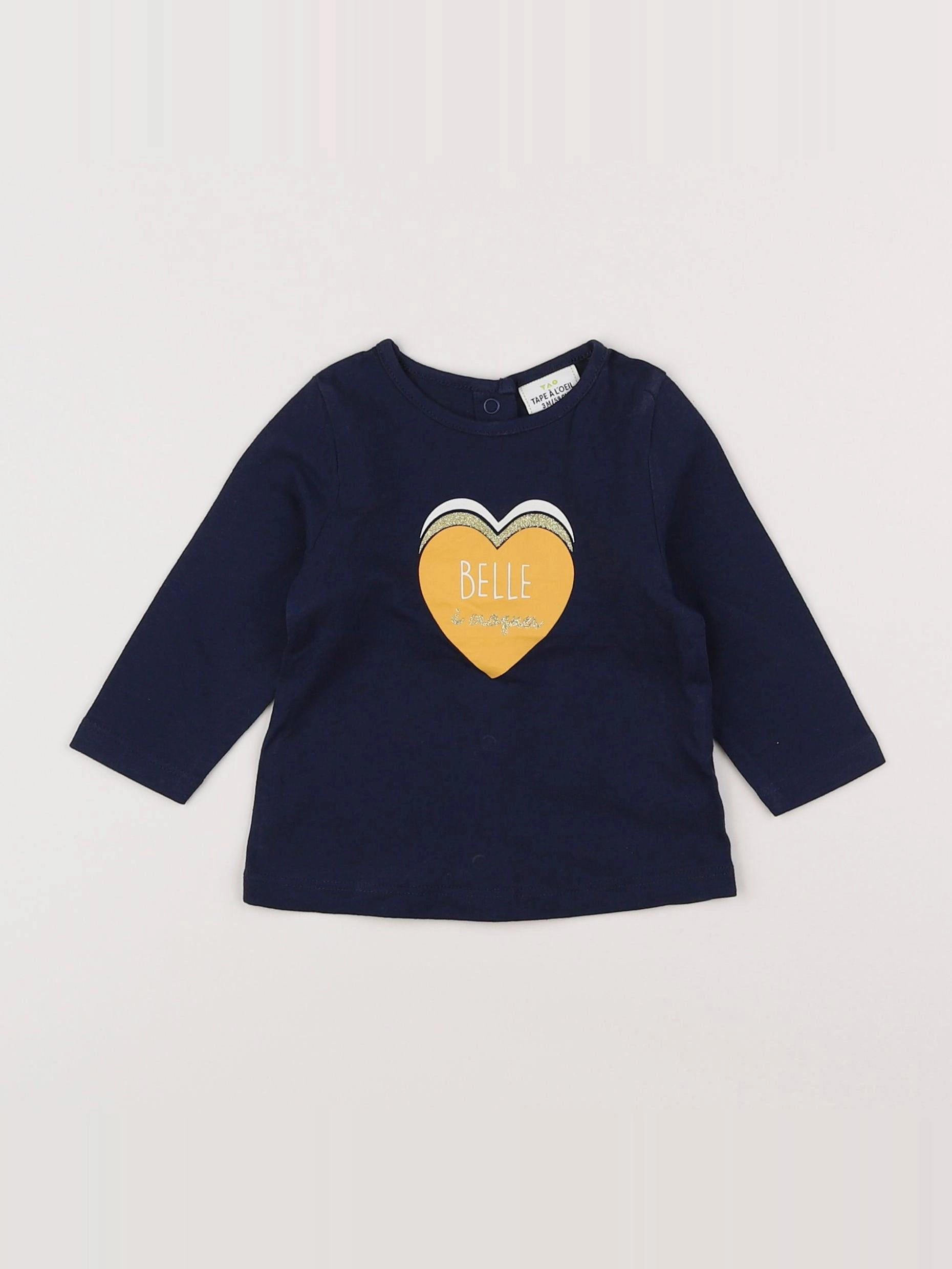 Tape à l'oeil - tee-shirt bleu, jaune - 3 mois