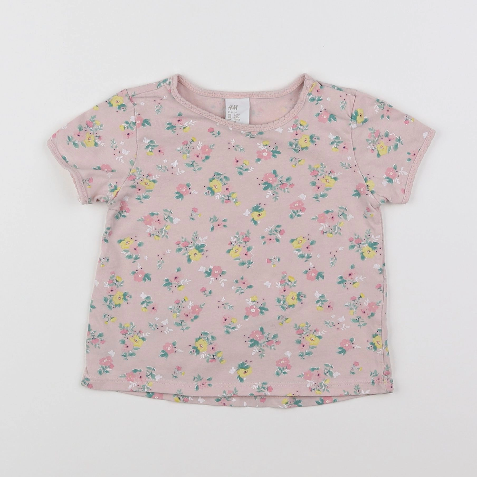 H&M - tee-shirt rose - 6/9 mois