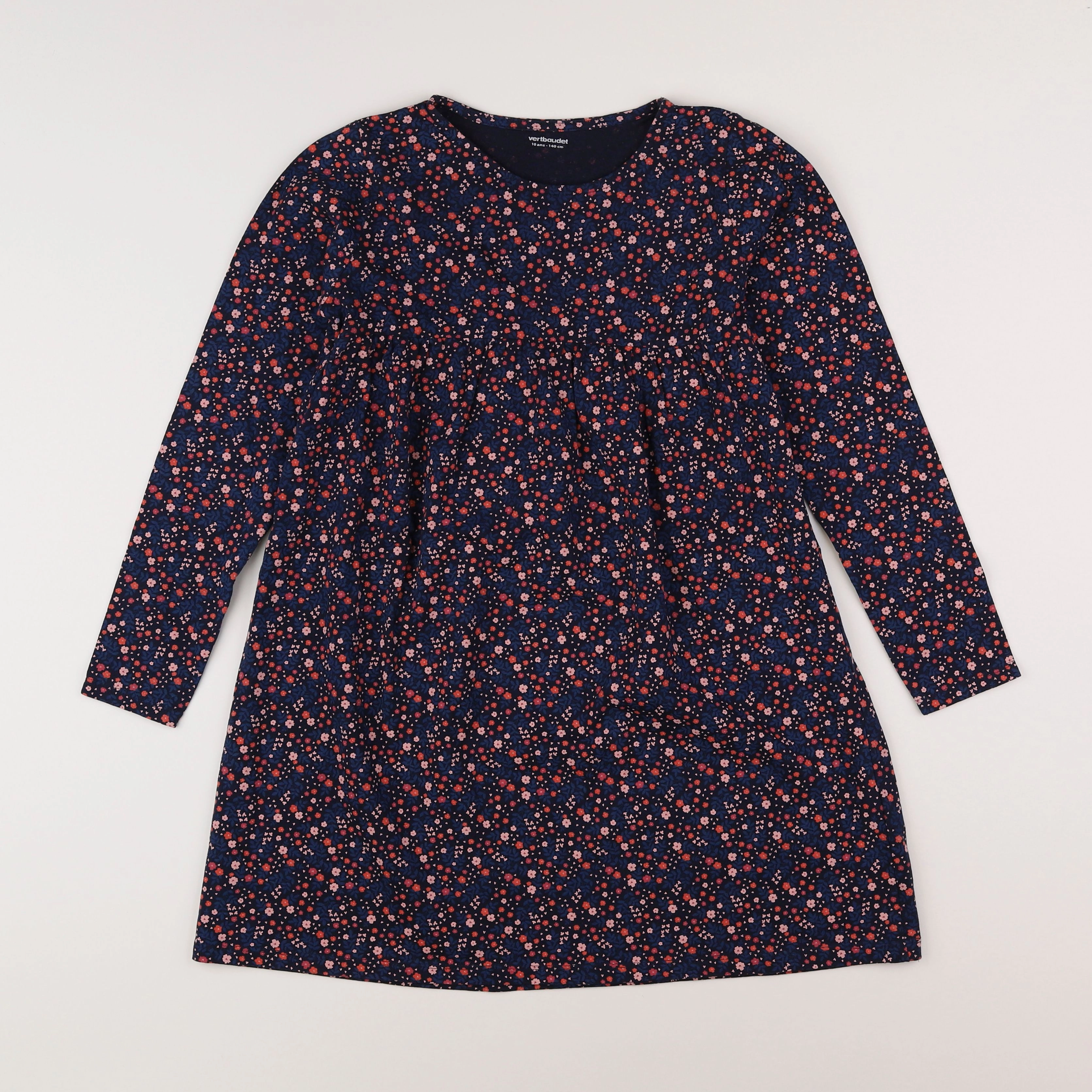 Vertbaudet - robe bleu, multicolore - 10 ans