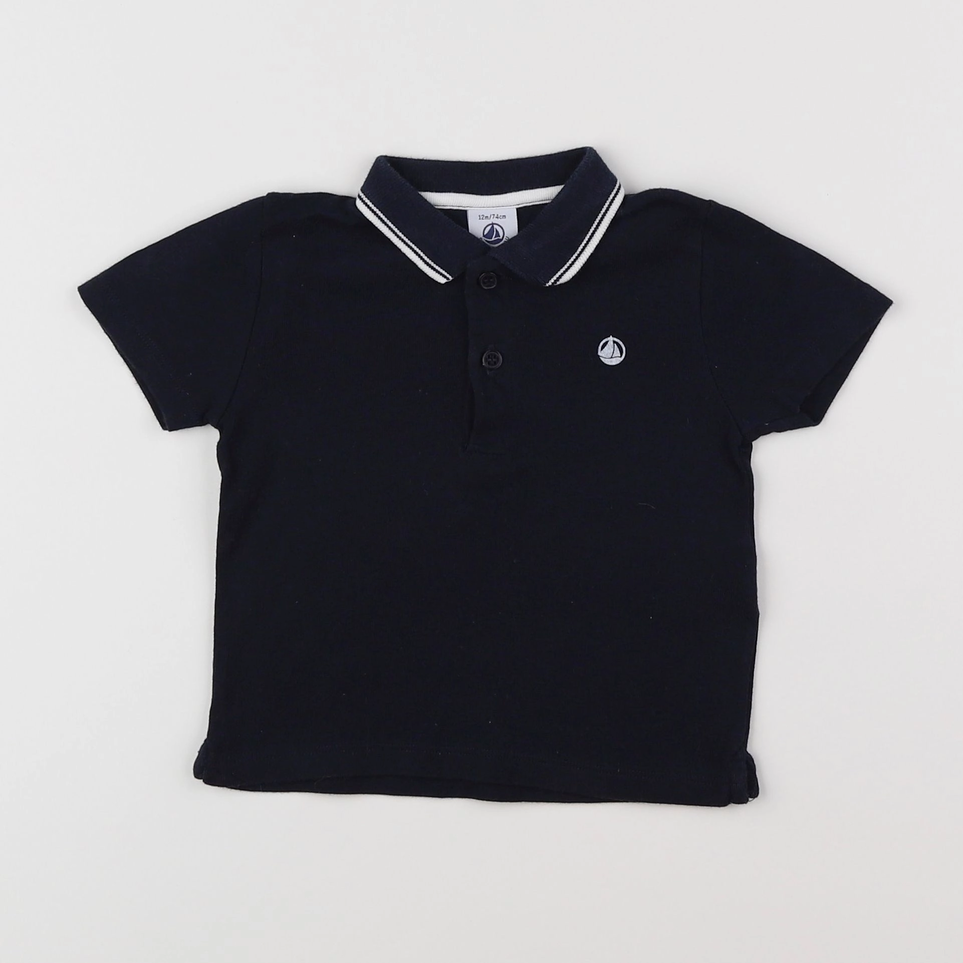 Petit Bateau - polo bleu - 12 mois