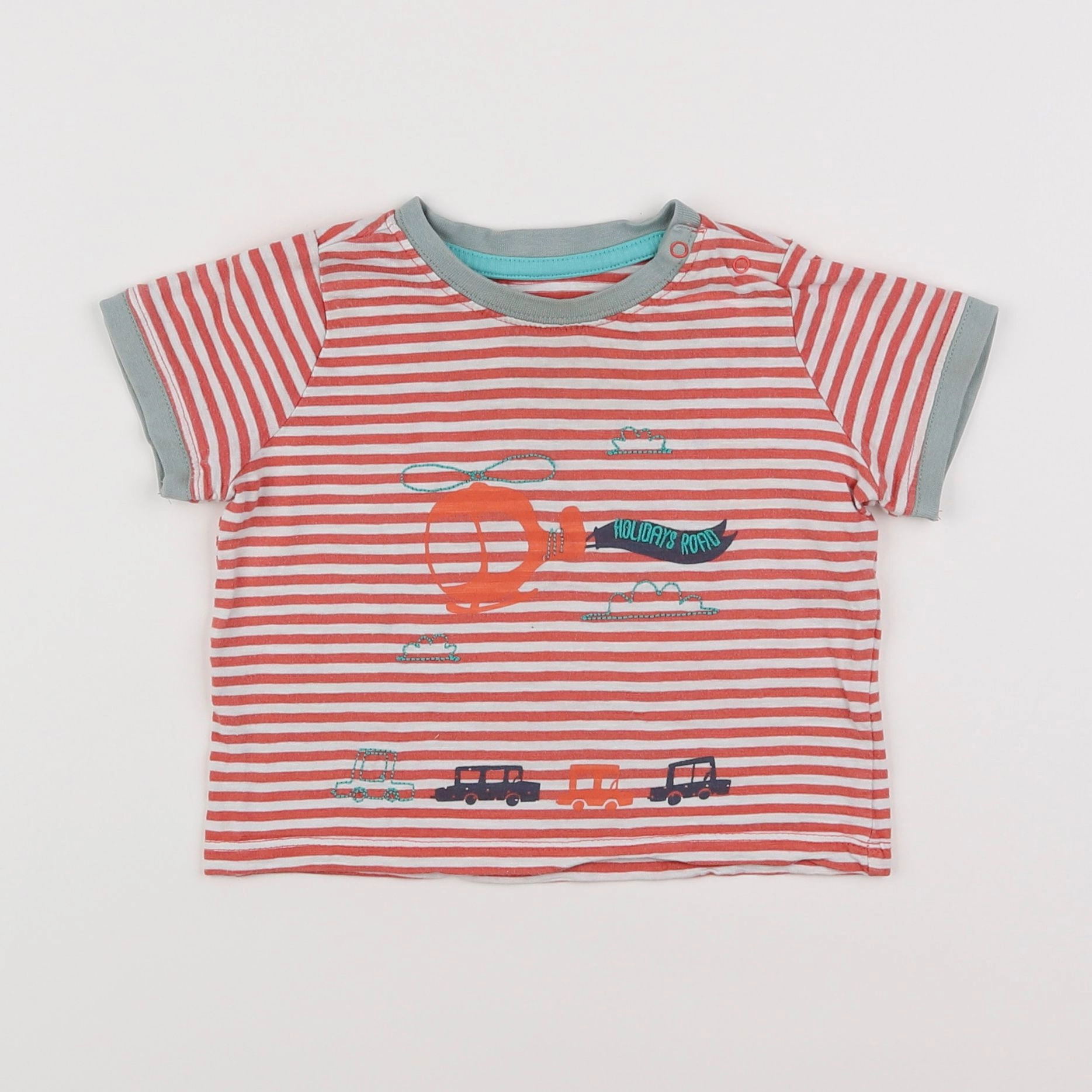 Vertbaudet - tee-shirt blanc, rouge - 12 mois