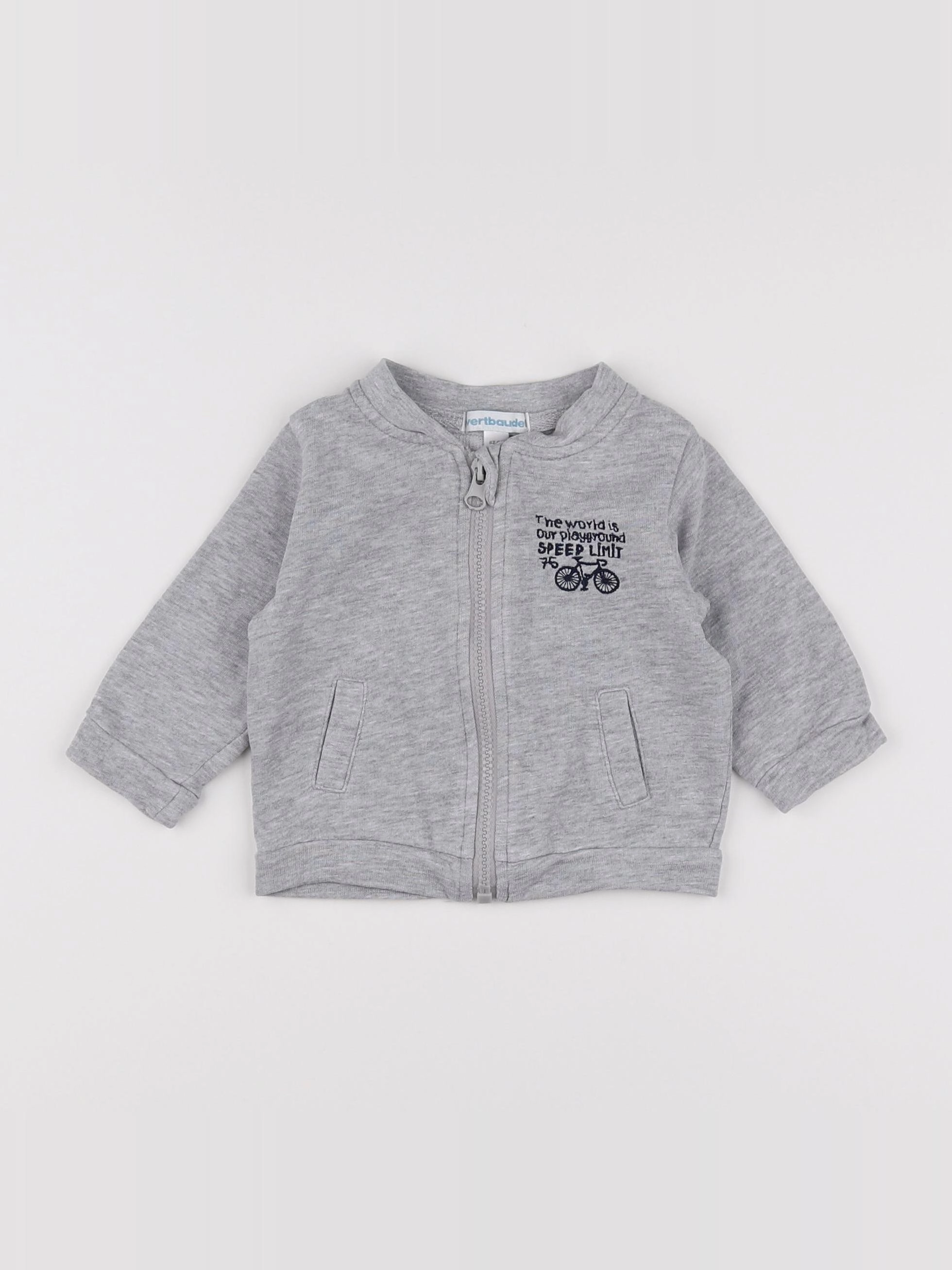 Vertbaudet - sweat gris - 6 mois