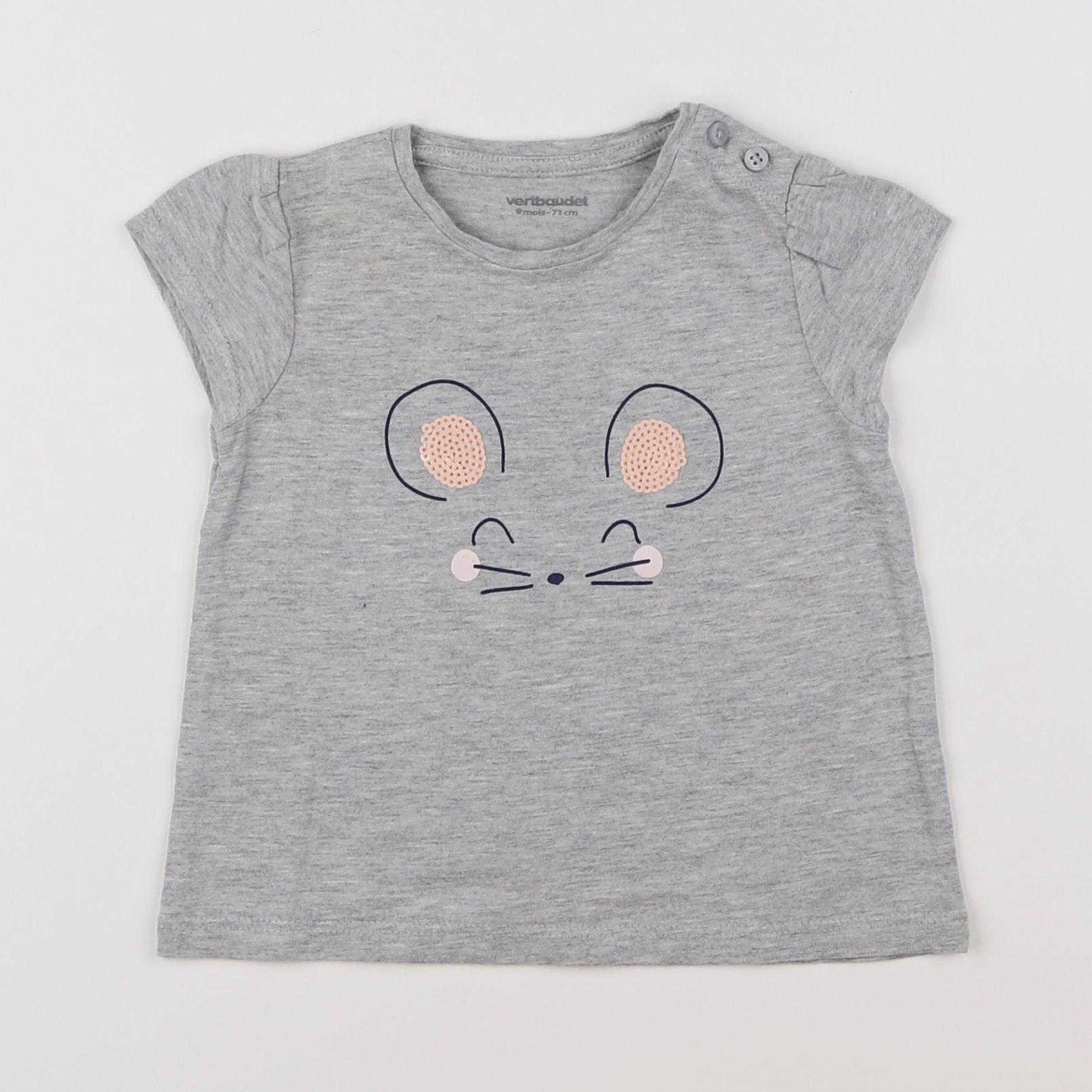 Vertbaudet - tee-shirt gris - 9 mois