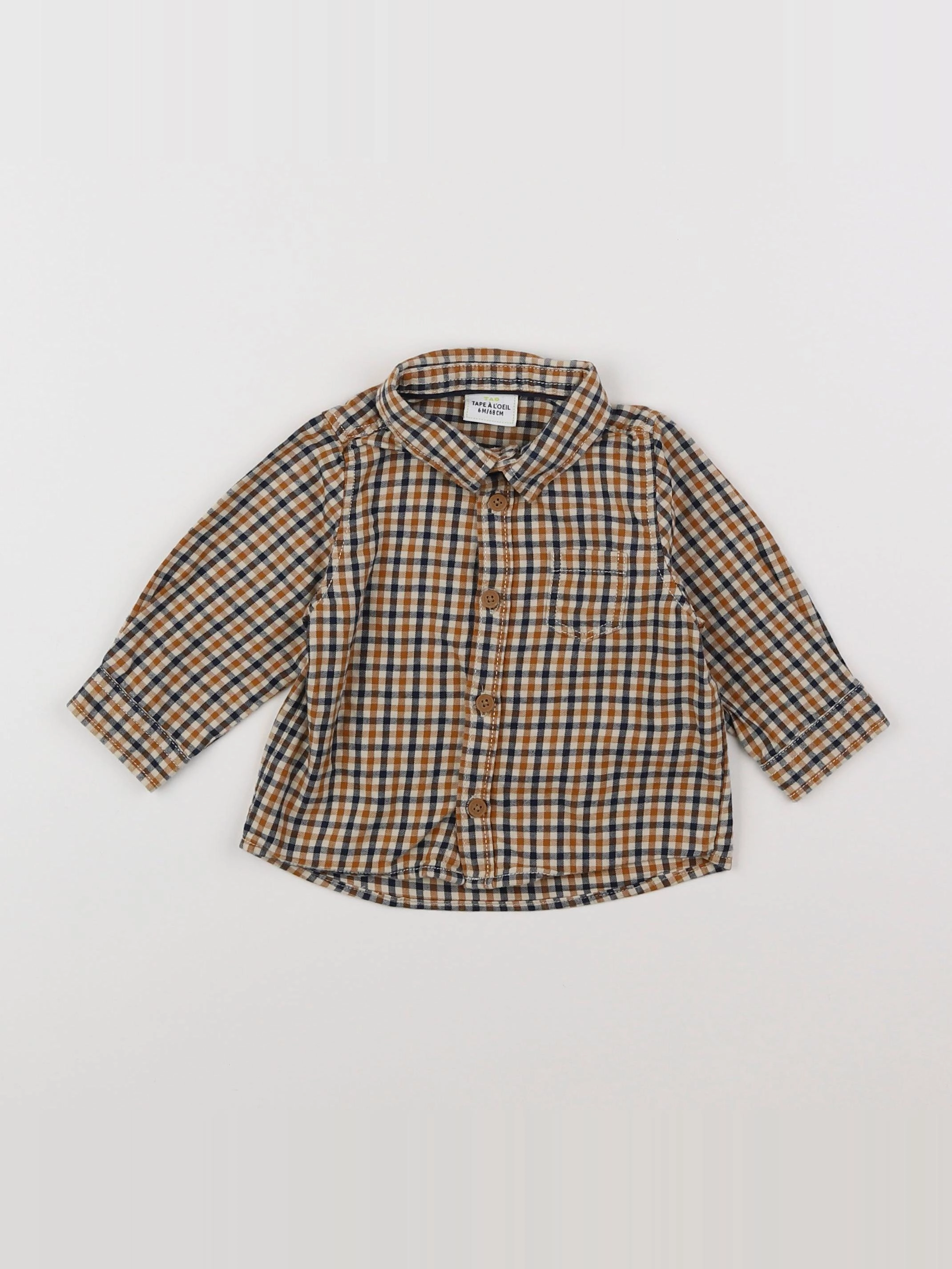 Tape à l'oeil - chemise marron, bleu - 6 mois