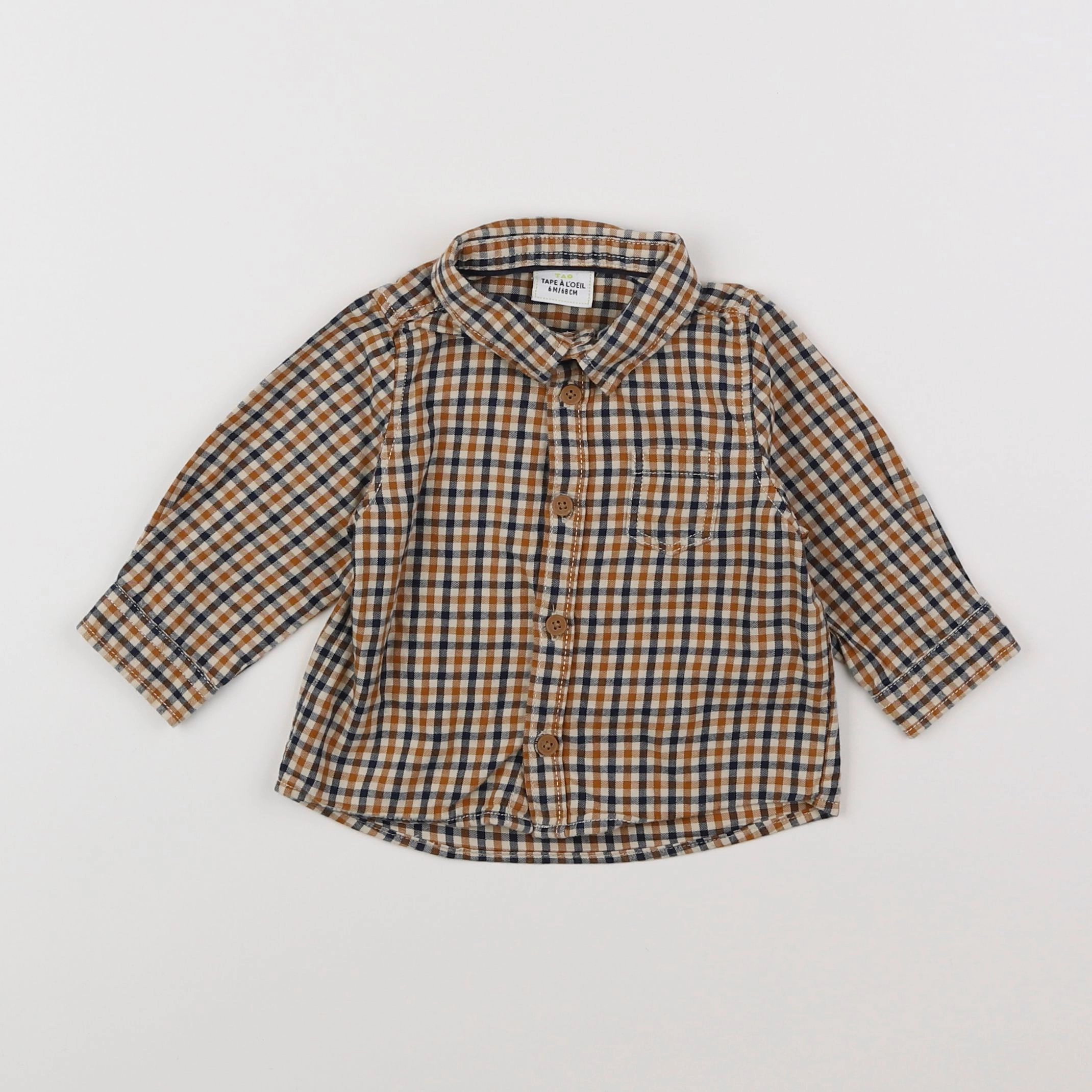 Tape à l'oeil - chemise marron, bleu - 6 mois
