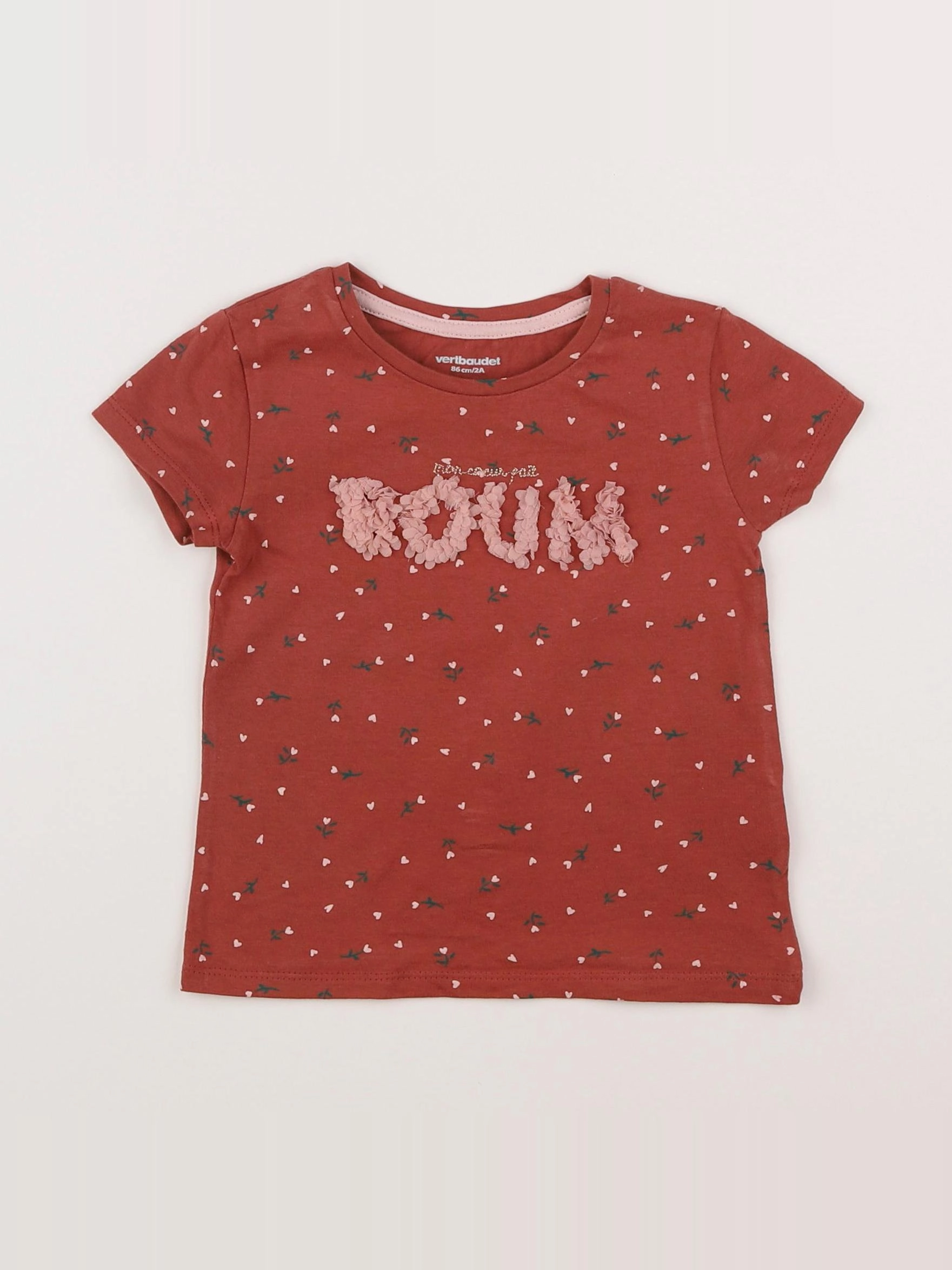 Vertbaudet - tee-shirt rouge - 2 ans