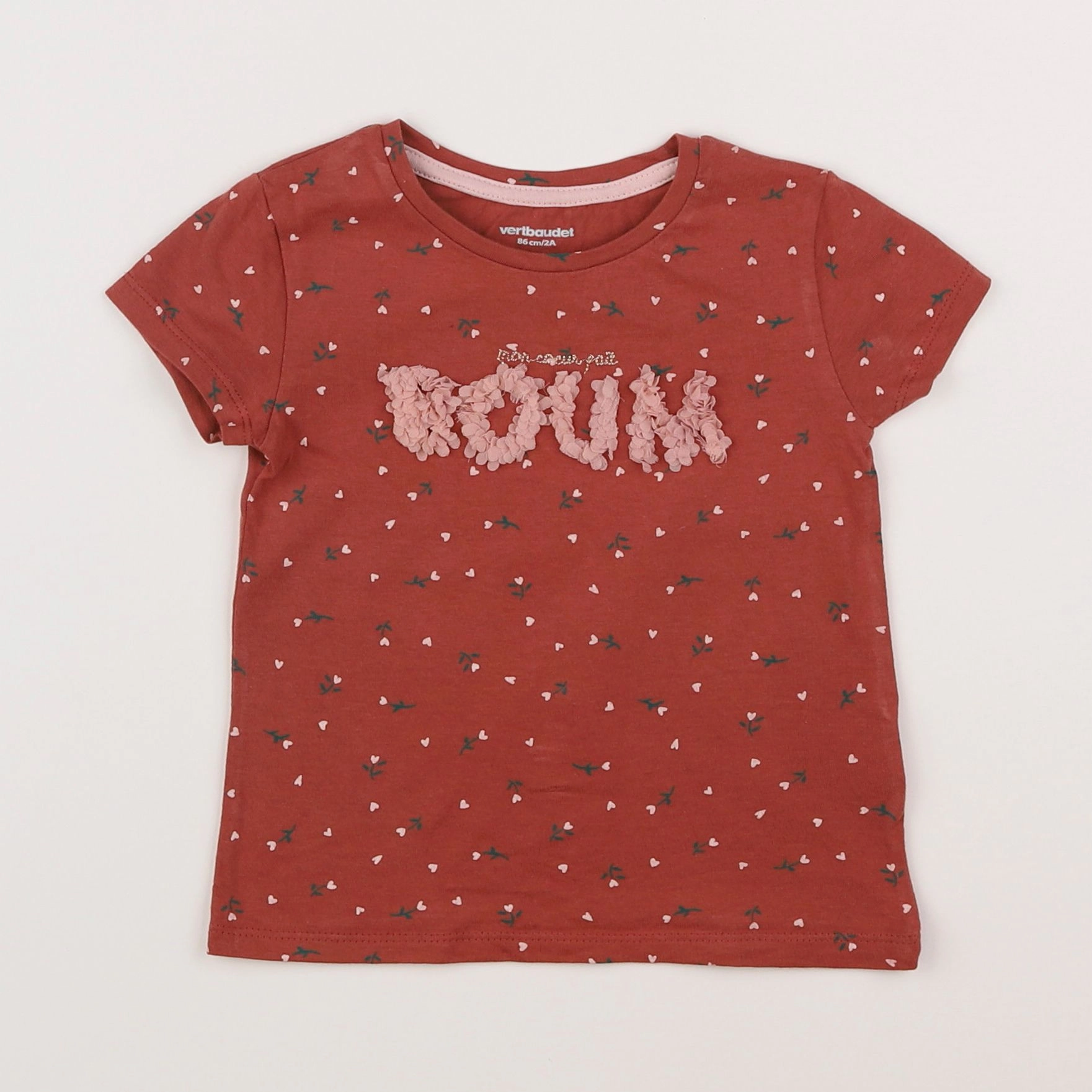 Vertbaudet - tee-shirt rouge - 2 ans