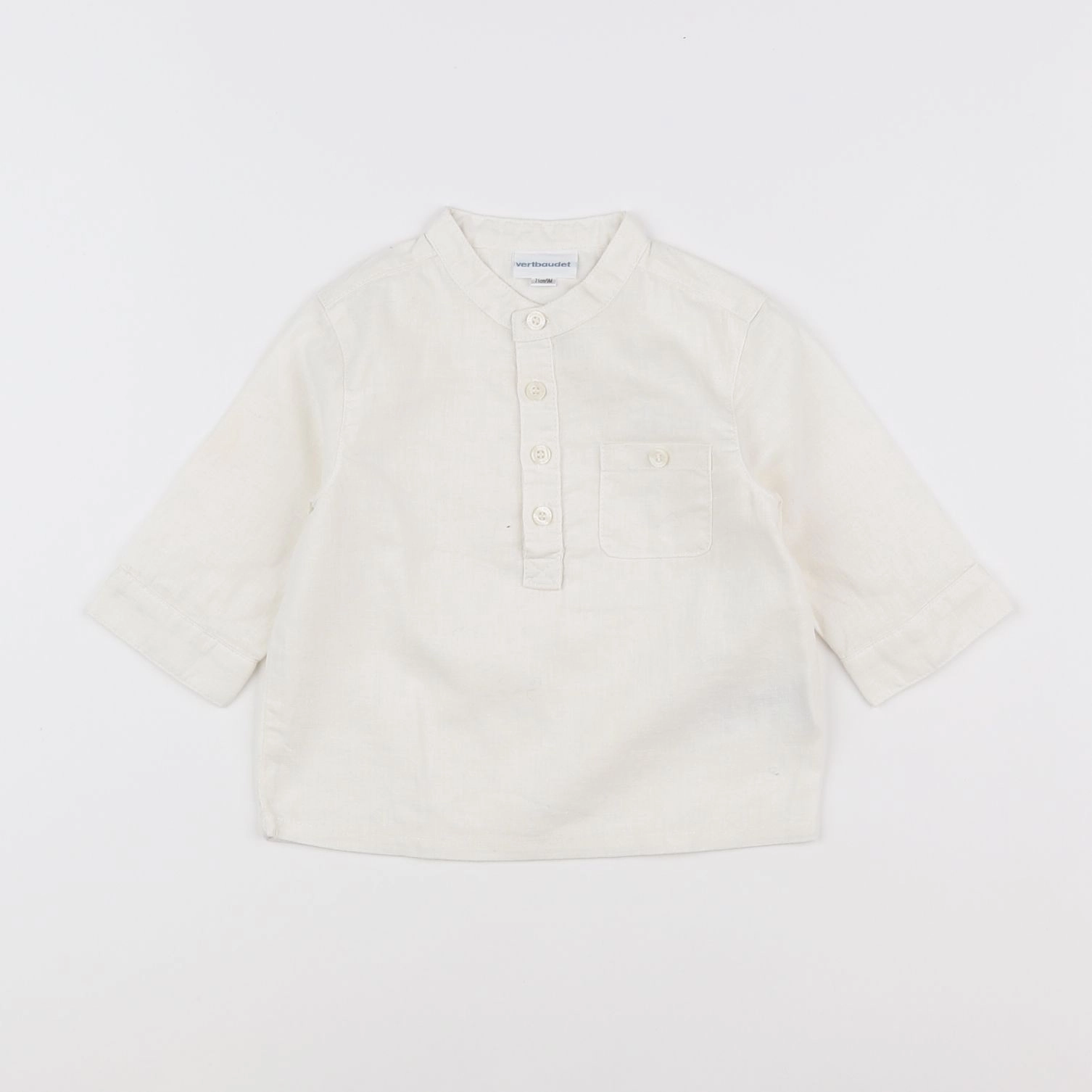 Vertbaudet - chemise beige - 9 mois