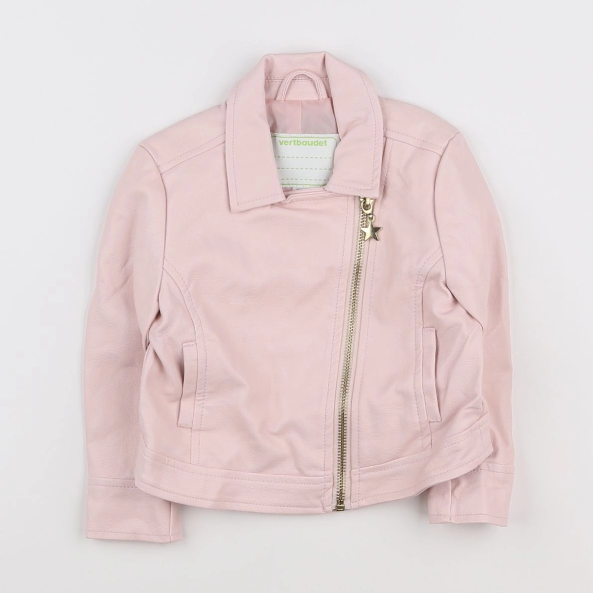 Vertbaudet - veste simili cuir rose - 2 ans