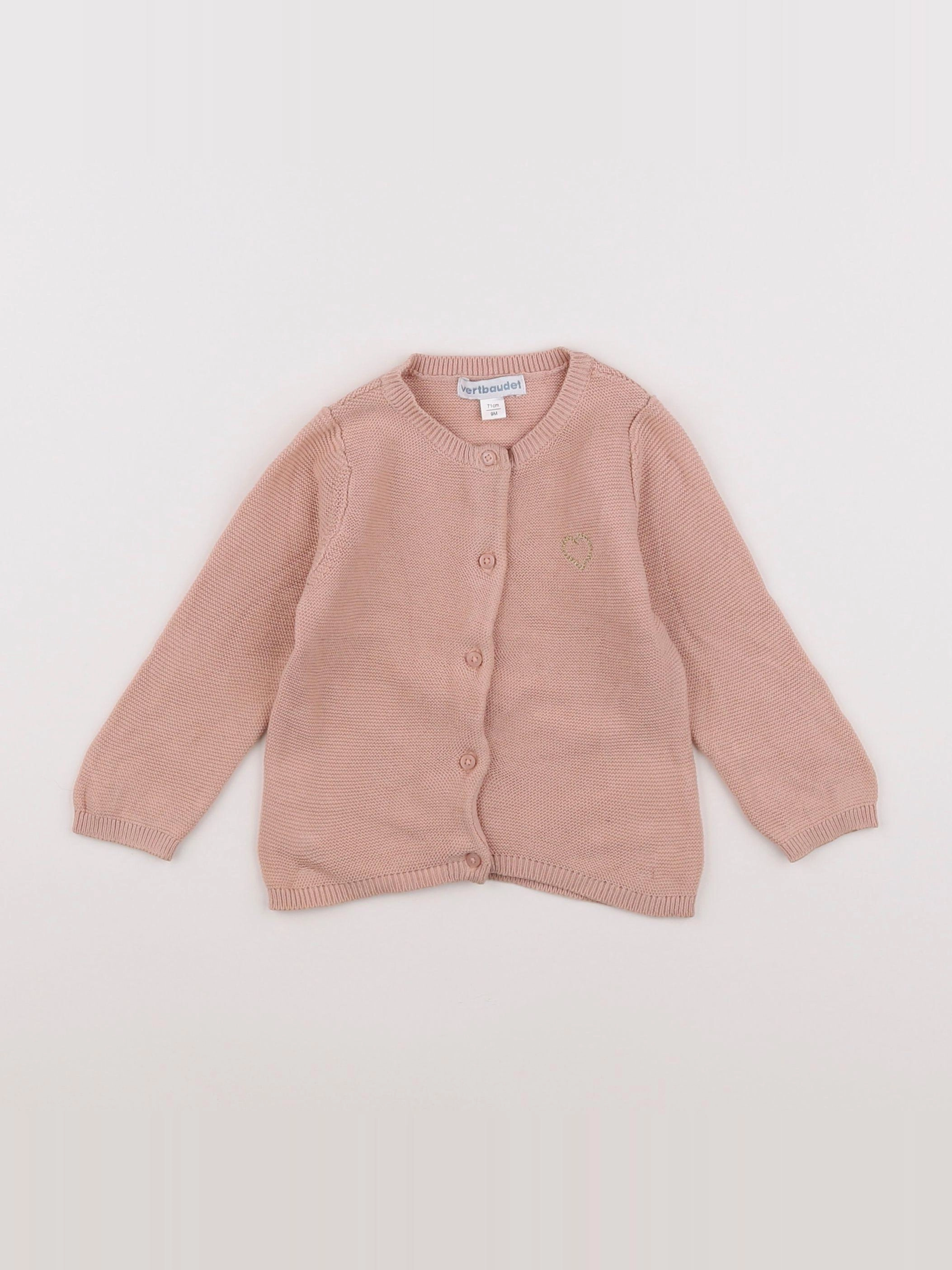 Vertbaudet - gilet rose - 9 mois
