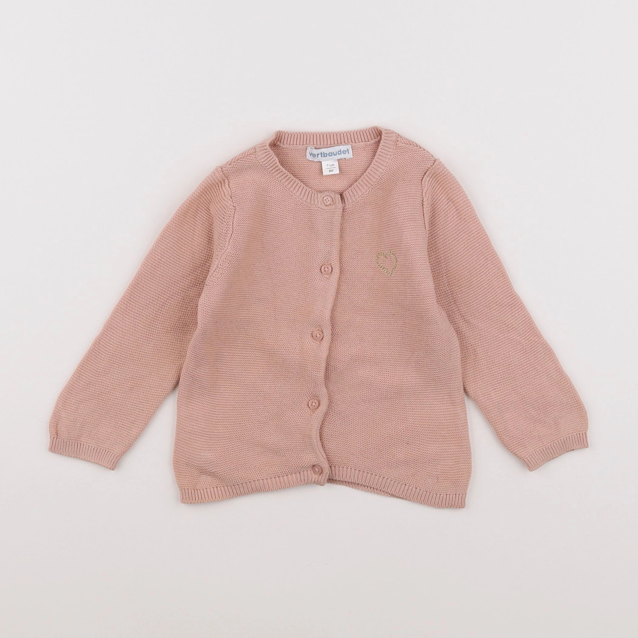 Vertbaudet - gilet rose - 9 mois