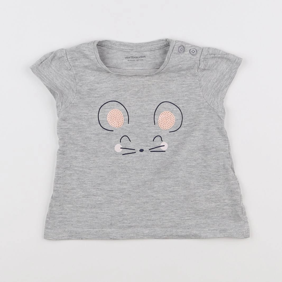 Vertbaudet - tee-shirt gris - 6 mois
