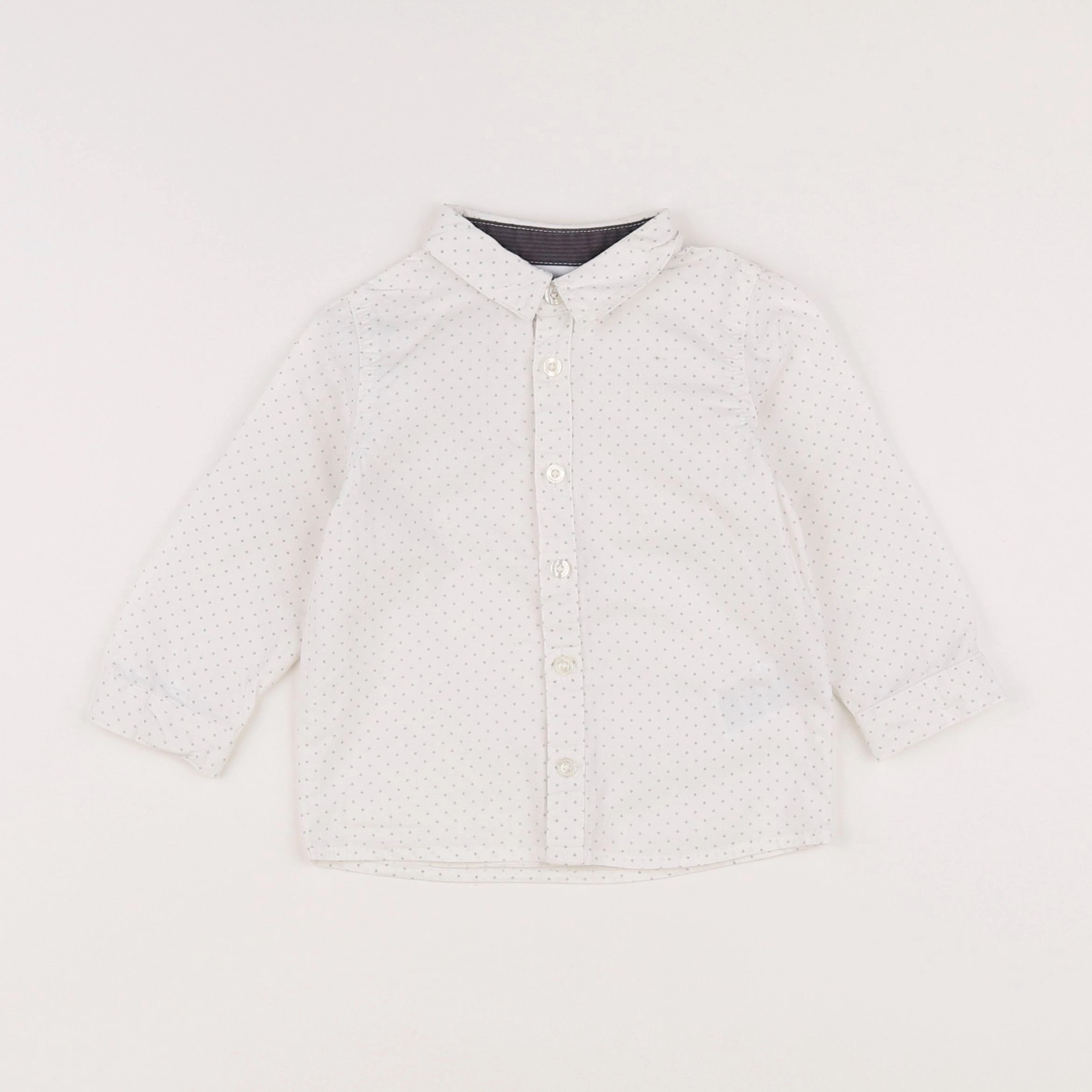 Vertbaudet - chemise blanc, gris - 18 mois