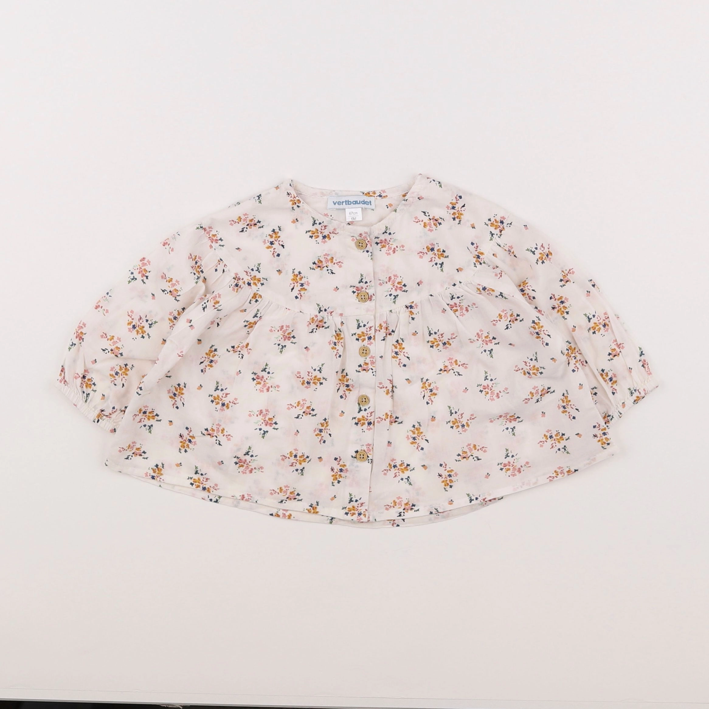 Vertbaudet - blouse blanc, orange - 6 mois