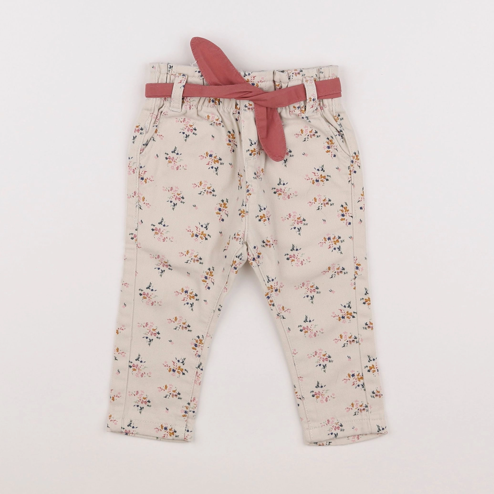 Vertbaudet - jean beige, rose - 6 mois