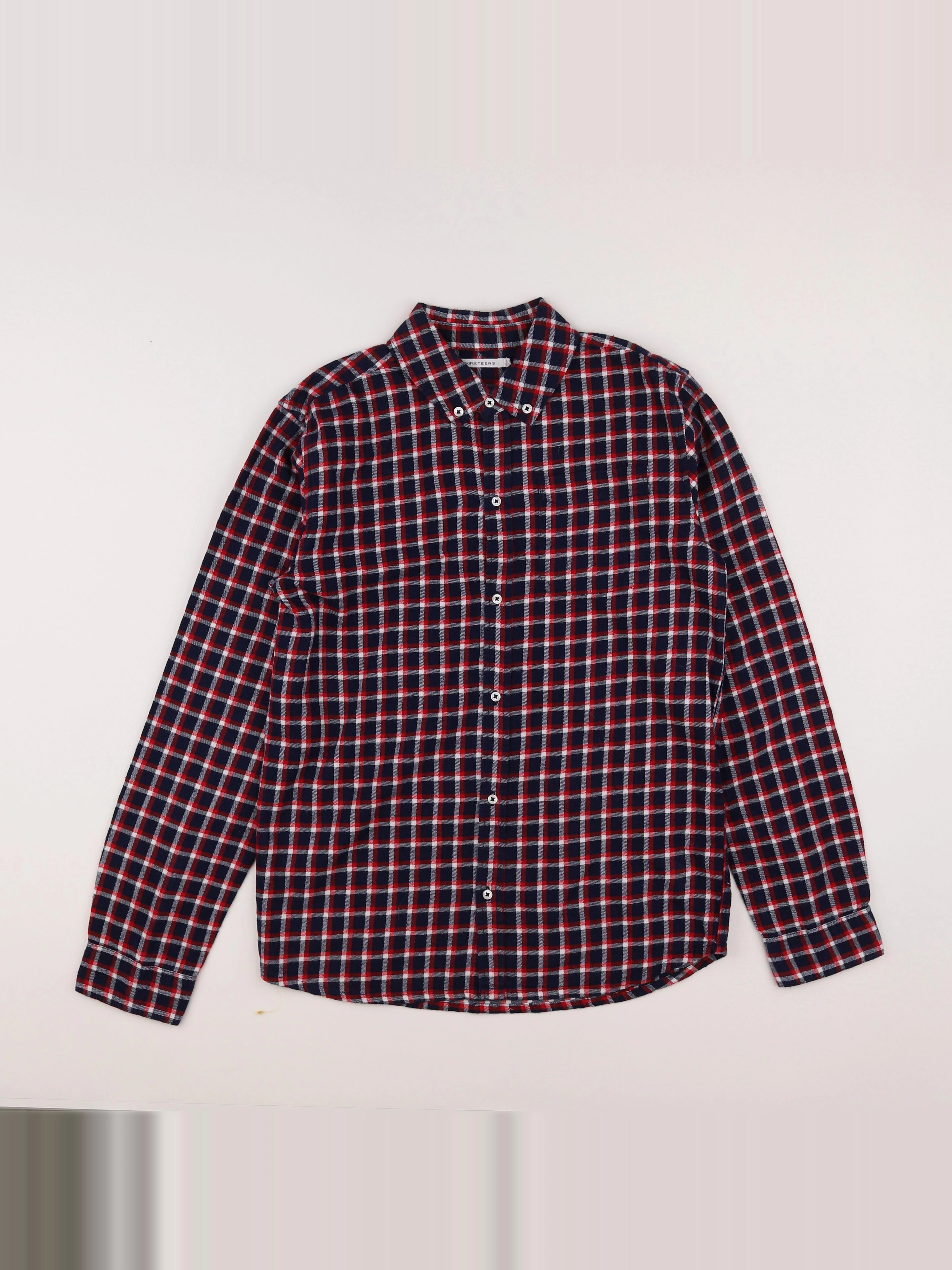 Monoprix - chemise bleu, rouge - 14 ans