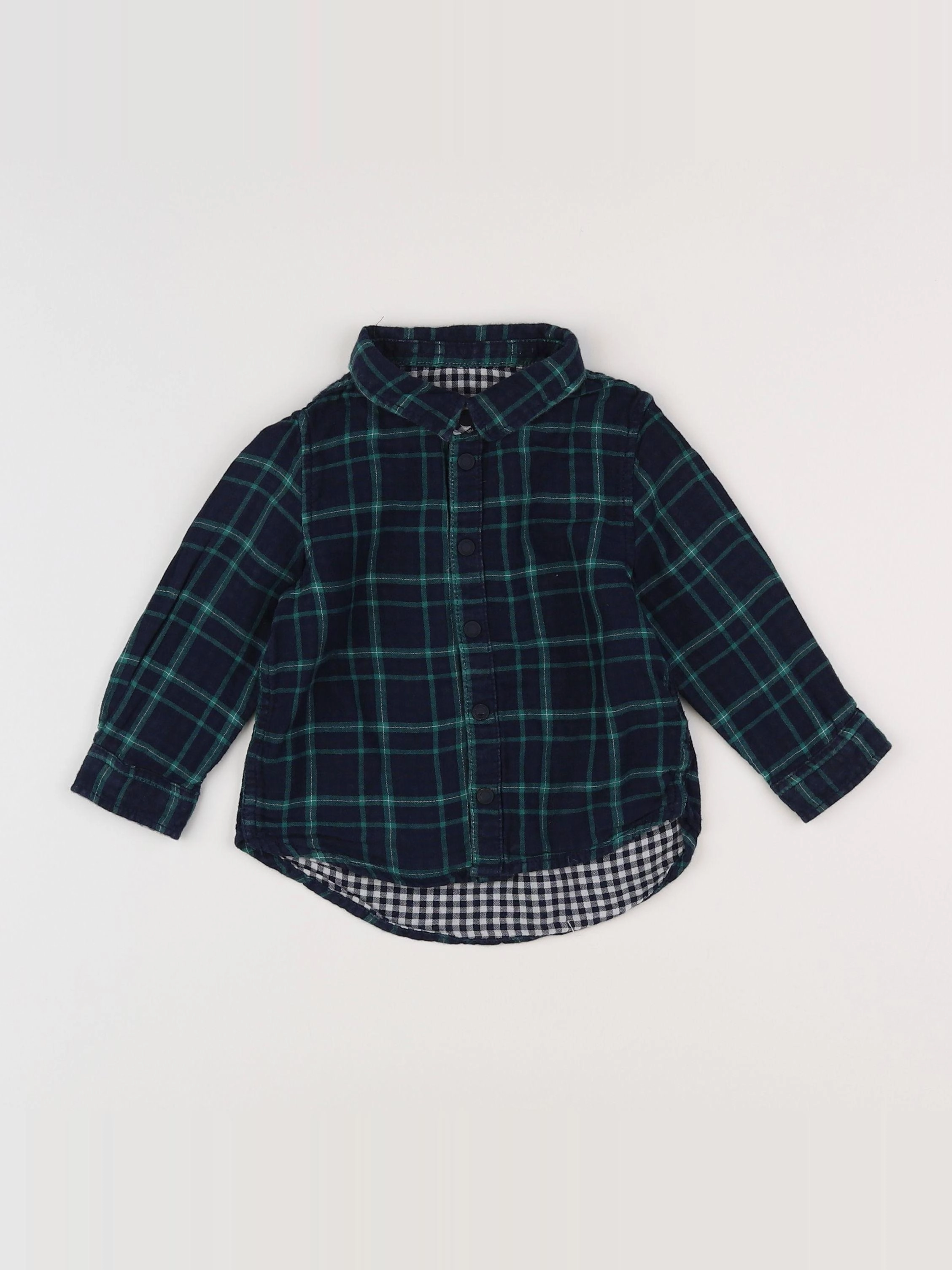 Tape à l'oeil - chemise réversible bleu, vert - 18 mois