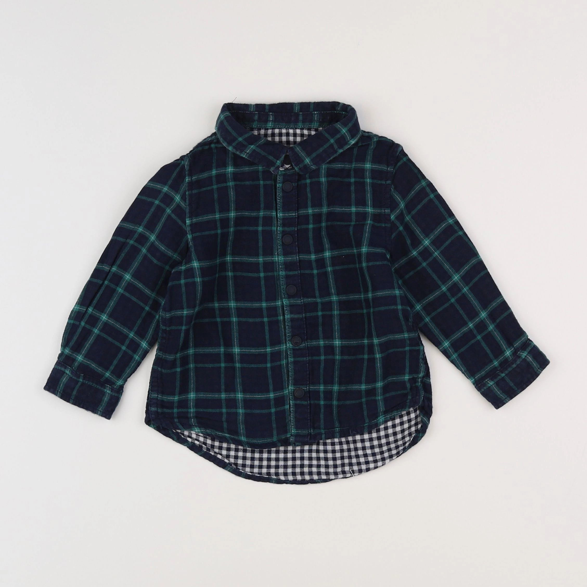 Tape à l'oeil - chemise réversible bleu, vert - 18 mois