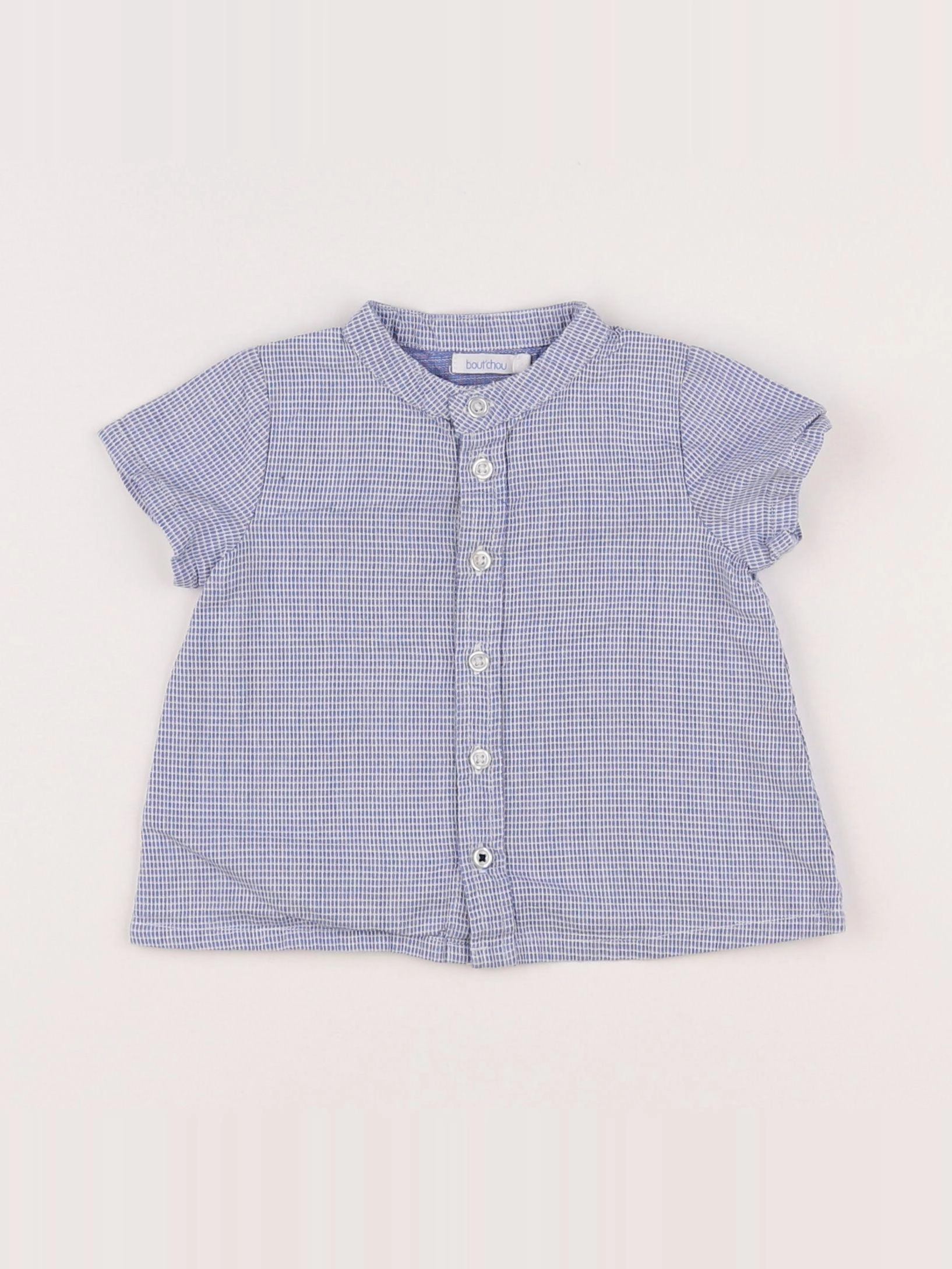 Boutchou - chemise blanc, bleu - 6 mois